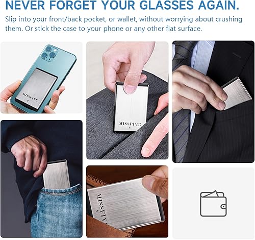 Miniatura 6 de Missfive Lentes de lectura plegables de alta calidad, ultrafinos, ligeros, plegables, portátiles, para hombres y mujeres, funda de metal con