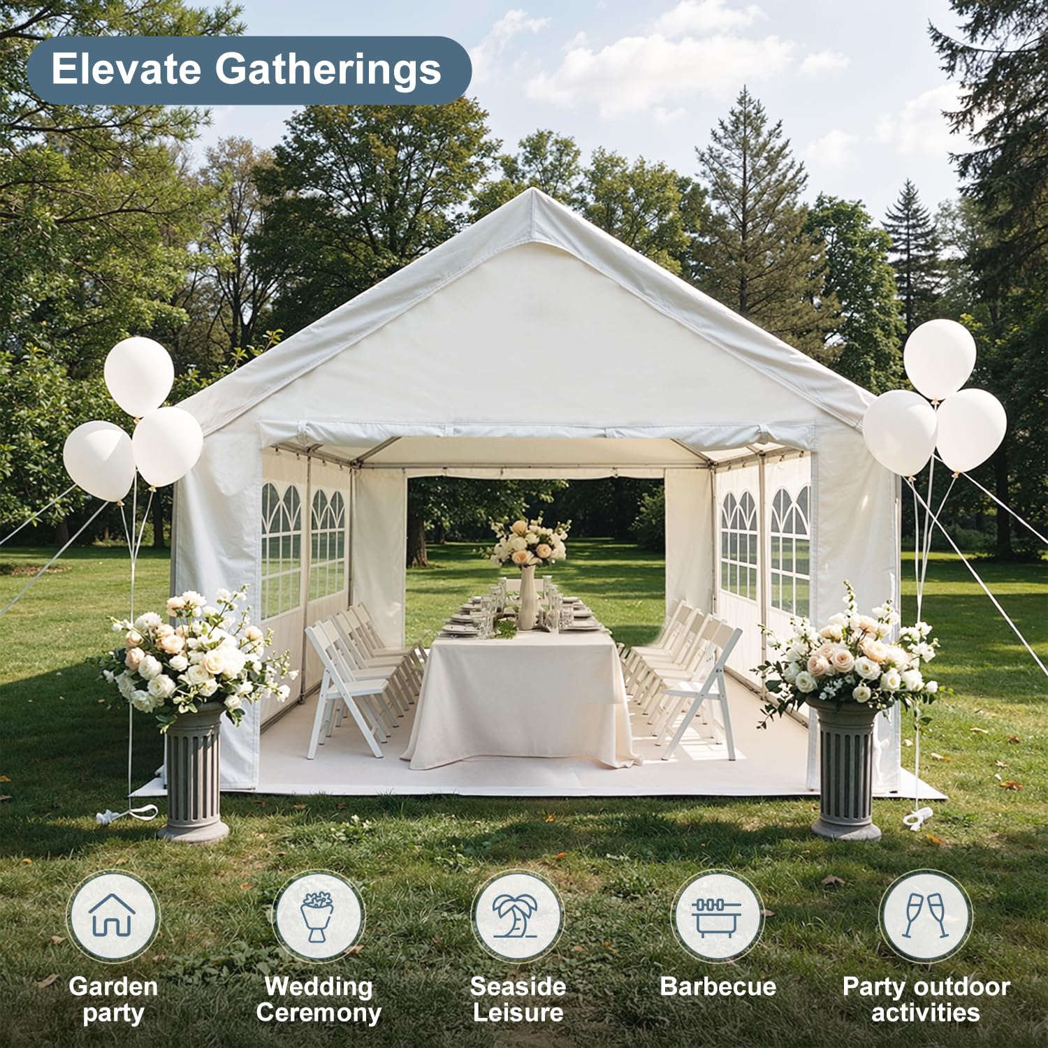 big tent party 10x20 ft Heavy Duty, Large Tents for Parties, Wedding and Event, Commercial-Grade Steel Frame Canopy with Removable Sidewalls & Roll-up Door for BBQ and Birthday Parties : Patio Capsuled Bikepackingtaschen - Minimalsitish, Clock Style:Clock with Stand K2_Accessoires