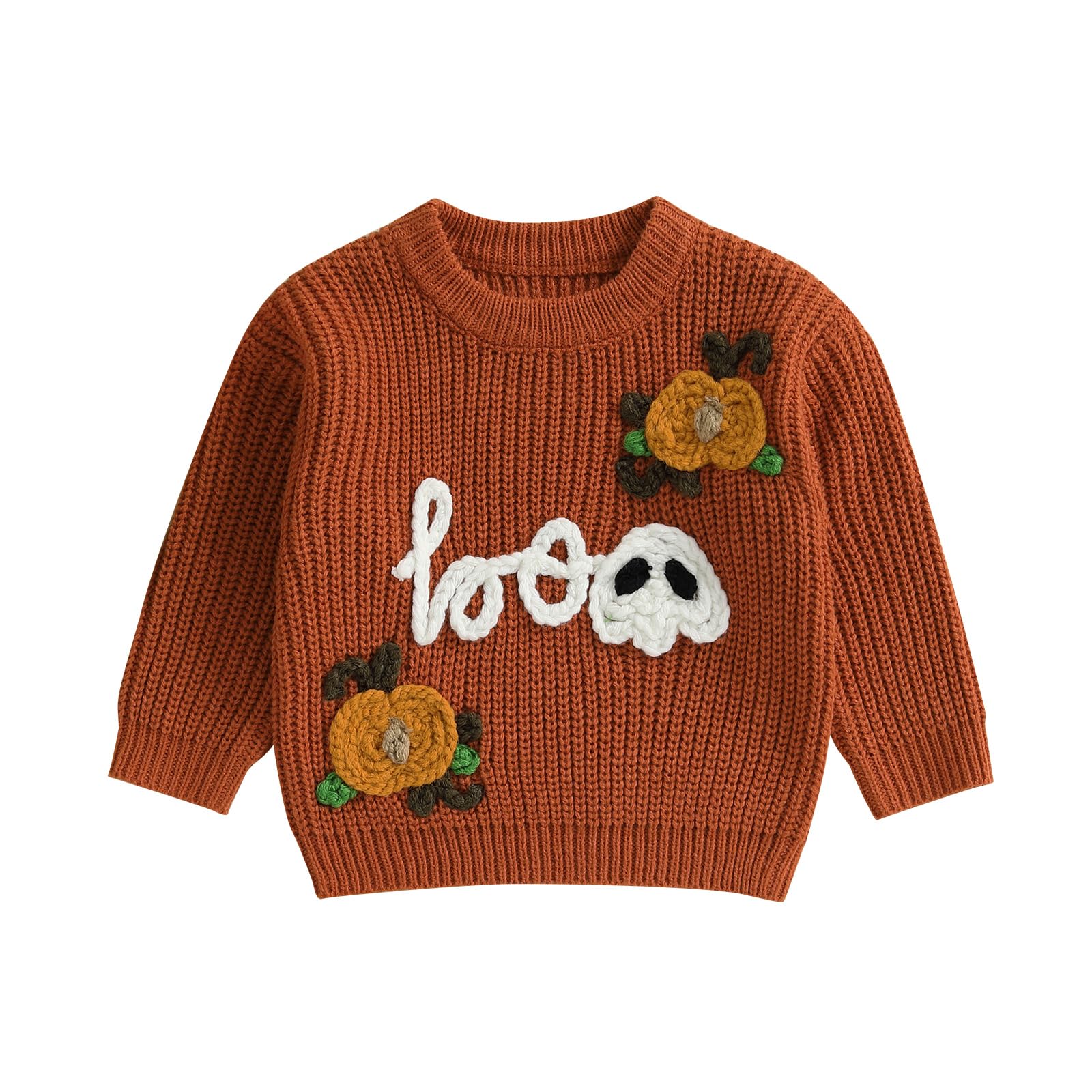 LSFYSZD Toddler Baby Girls Boys Halloween Pumpkin Sweaters Long Sleeve Crew Neck Winter Warm Knitwear Pullover Jumpers Top — view 65