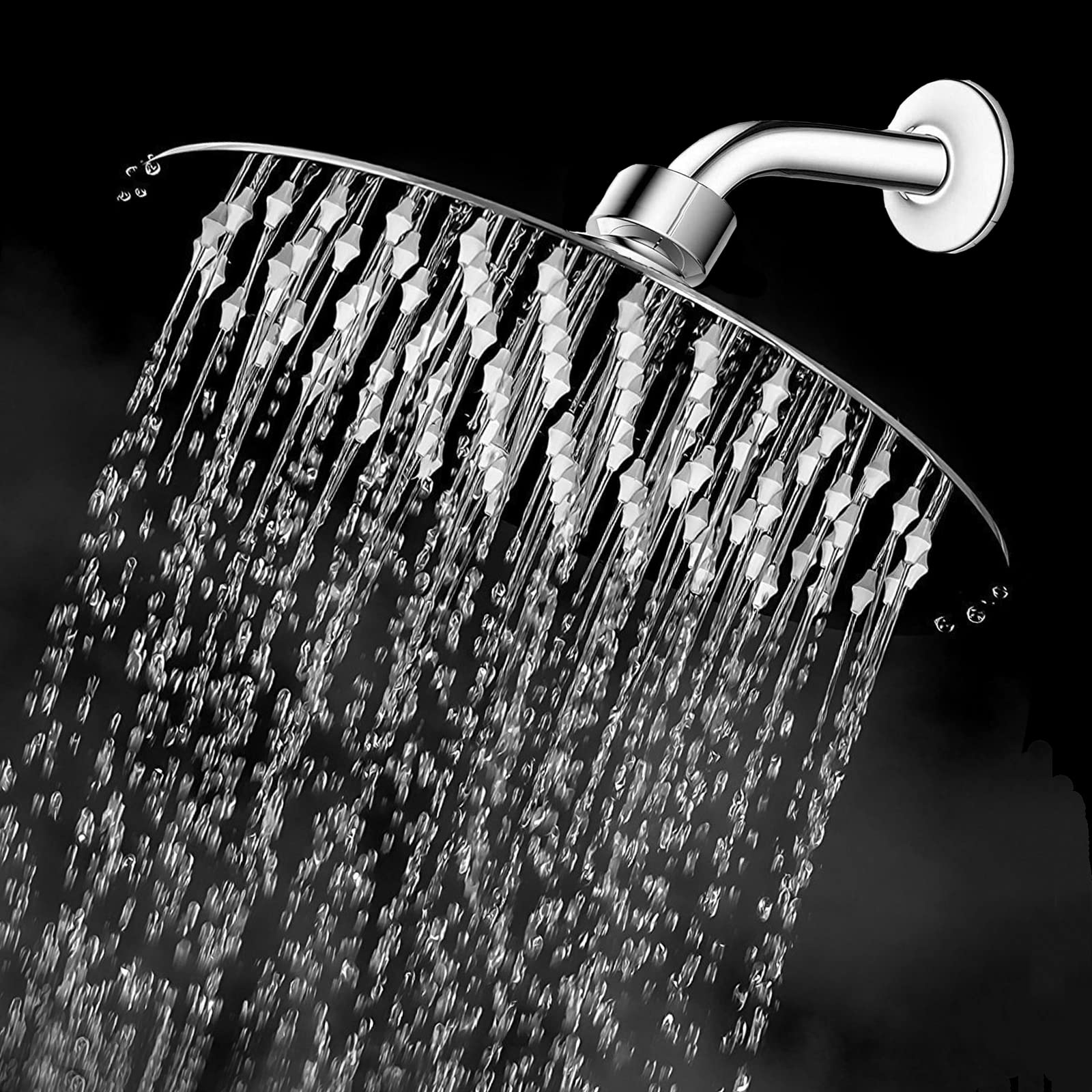 Regenduschkopf, Katezon Hochdruck-Regenduschkopf aus Edelstahl, Badezimmer-Wasserfalldusche, universelle Wand- und Deckenmontage (20cm, Chromoberfläche)