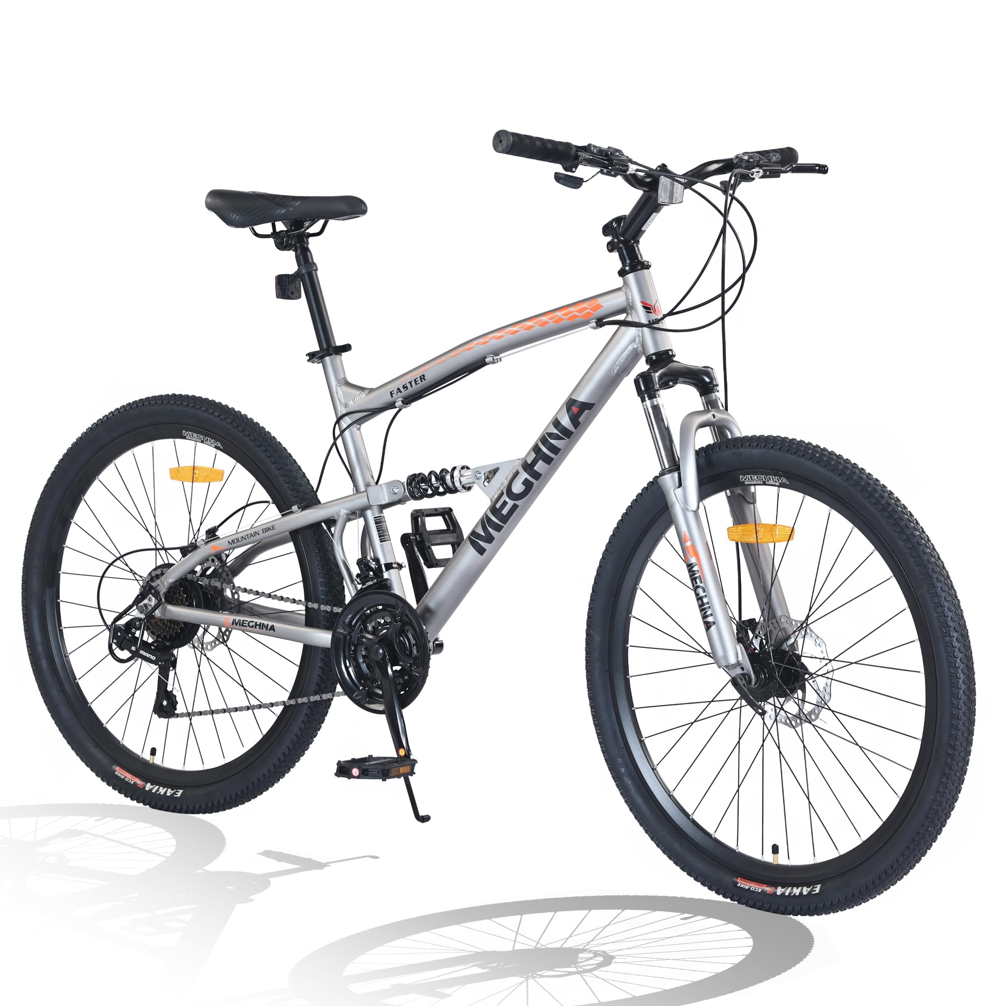 FOMAS Mountain Bike 26 inch 21 Speed Full Suspension MTB Bike Dual Disc Brake Mountain Bicycle for Adult Men Women Cycling Gray