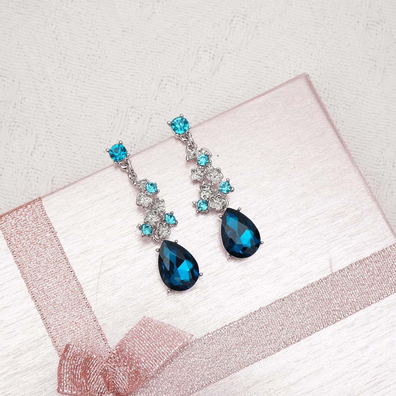 CSY Elegant Crystal Costume Jewelry Sets Flower Bridal Necklace Earrings Stretch Bangle Set for Bride Bridesmaid Wedding Dress Accessories - Image 7