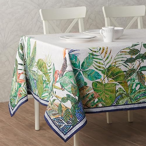 Miniatura 9 de Maison d' Hermine Manteles 100% algodón peinado decorativo de alta calidad de 70 x 70 pulgadas, mantel cuadrado lavable, mantel para mesa de