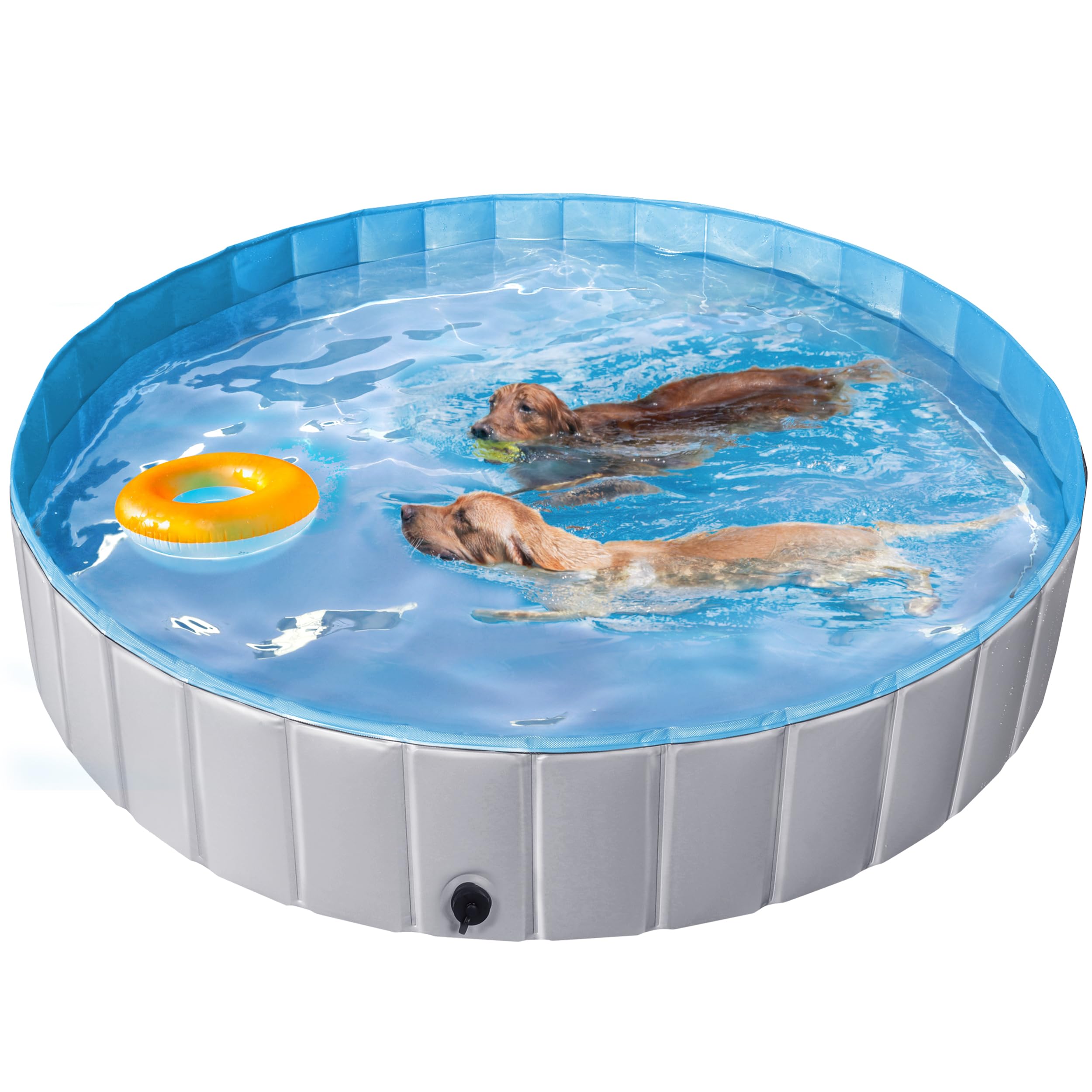 Yaheetech Piscina per Cani Gatti Pieghevole, Vasca da Bagno in PVC, Piscinetta per Animali Domestici, Rigida Portatile Antiscivolo all'Aperto Interno Giardino Grigio XXXL 180 x 30 cm