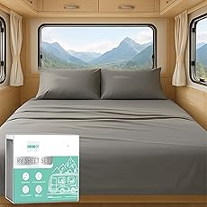 RV Short Queen Comforter Set for RV Camper - Comforter Set with Fitted & Flat Sheet, 4 Pillowcases - Tailored for RV Short Queen Beds - Cozy Essentials for Your RV Bedroom, Teal