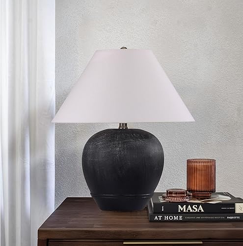 Miniatura 10 de Pia Ricco Lámpara de mesa moderna de cerámica de 19 pulgadas para sala de estar, lámpara de escritorio con base color crema para dormitorio, casa