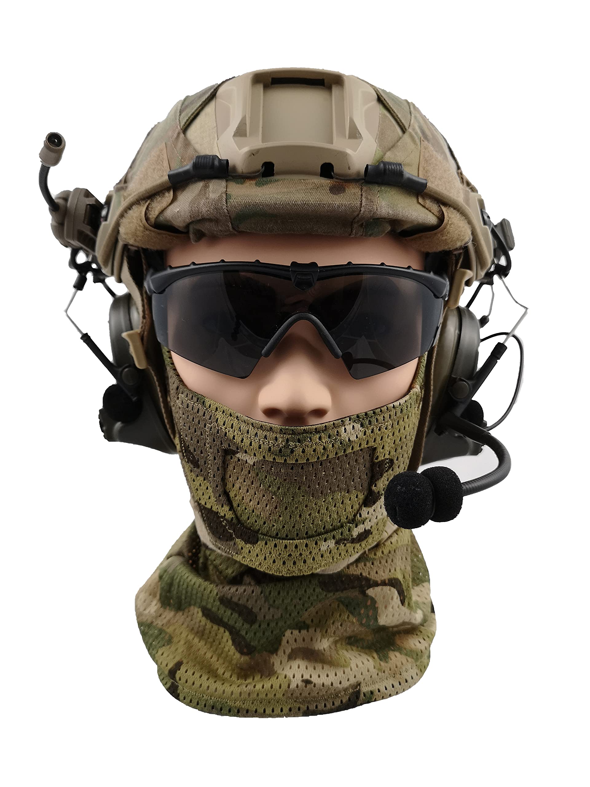 Maschera da airsoft, maschera in rete, protezione Balaclava, sciarpa, in metallo, mezza maschera (mimetica multicame)