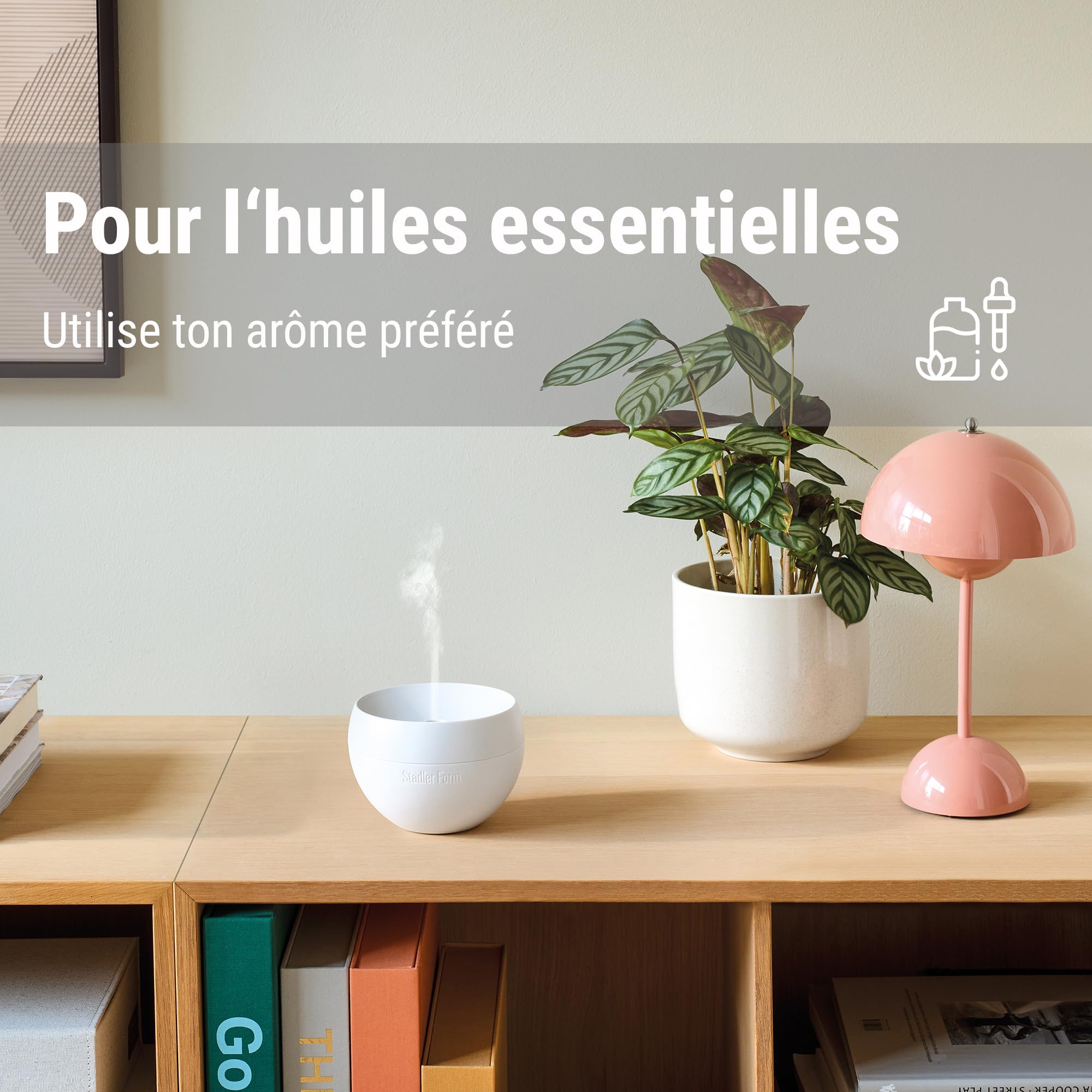Stadler Form diffuseur d’arômes Jasmine Mobile, sans Fil | Avec batterie rechargeable, jusqu’à 6 h d’autonomie, mode intervalle, pour huiles essentielles, diffuseur à ultrasons, noir