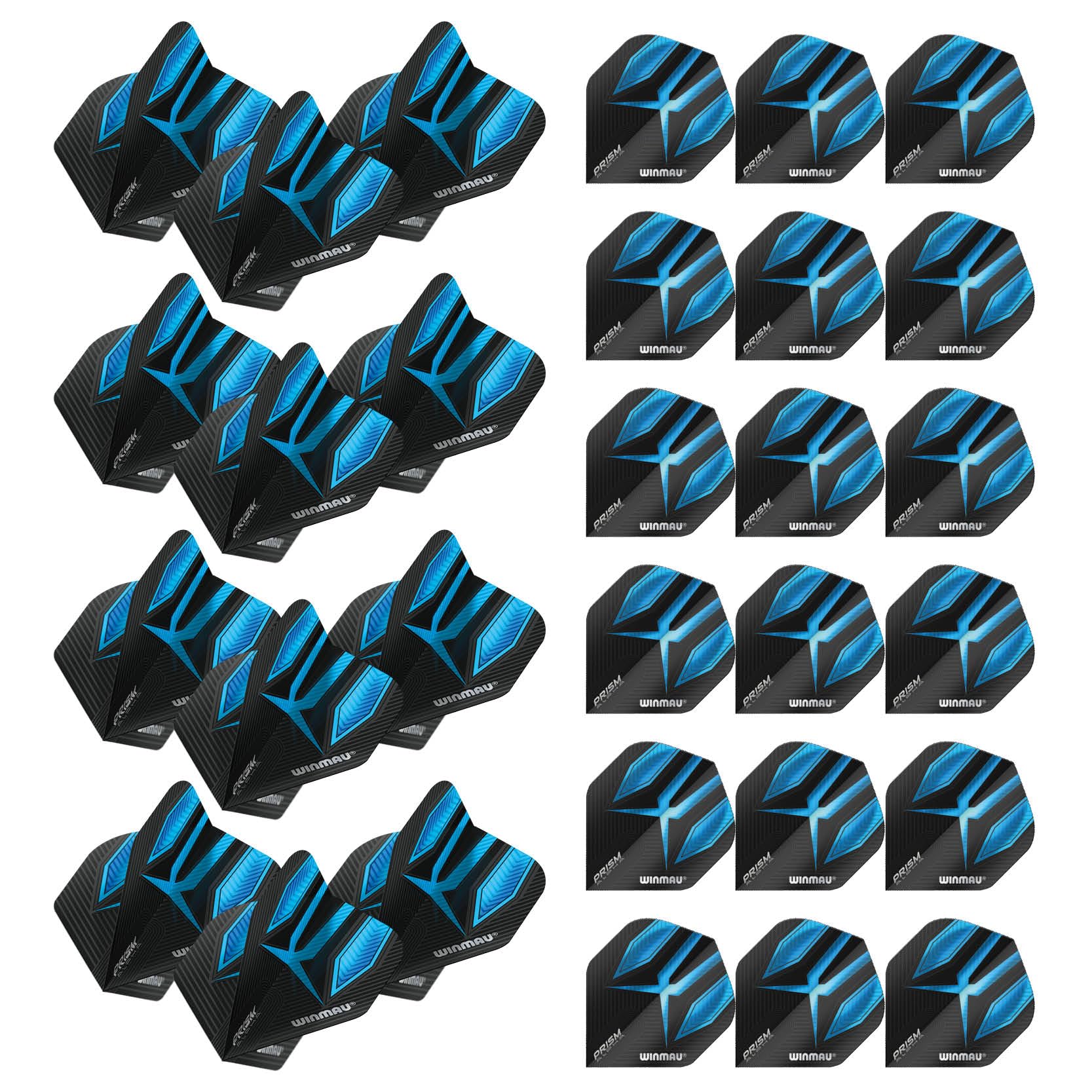 WINMAU Prism Alpha Design Extra Thick Dart Flights - 10 sets per pack (30 dart flights in total) (Black & Blue)