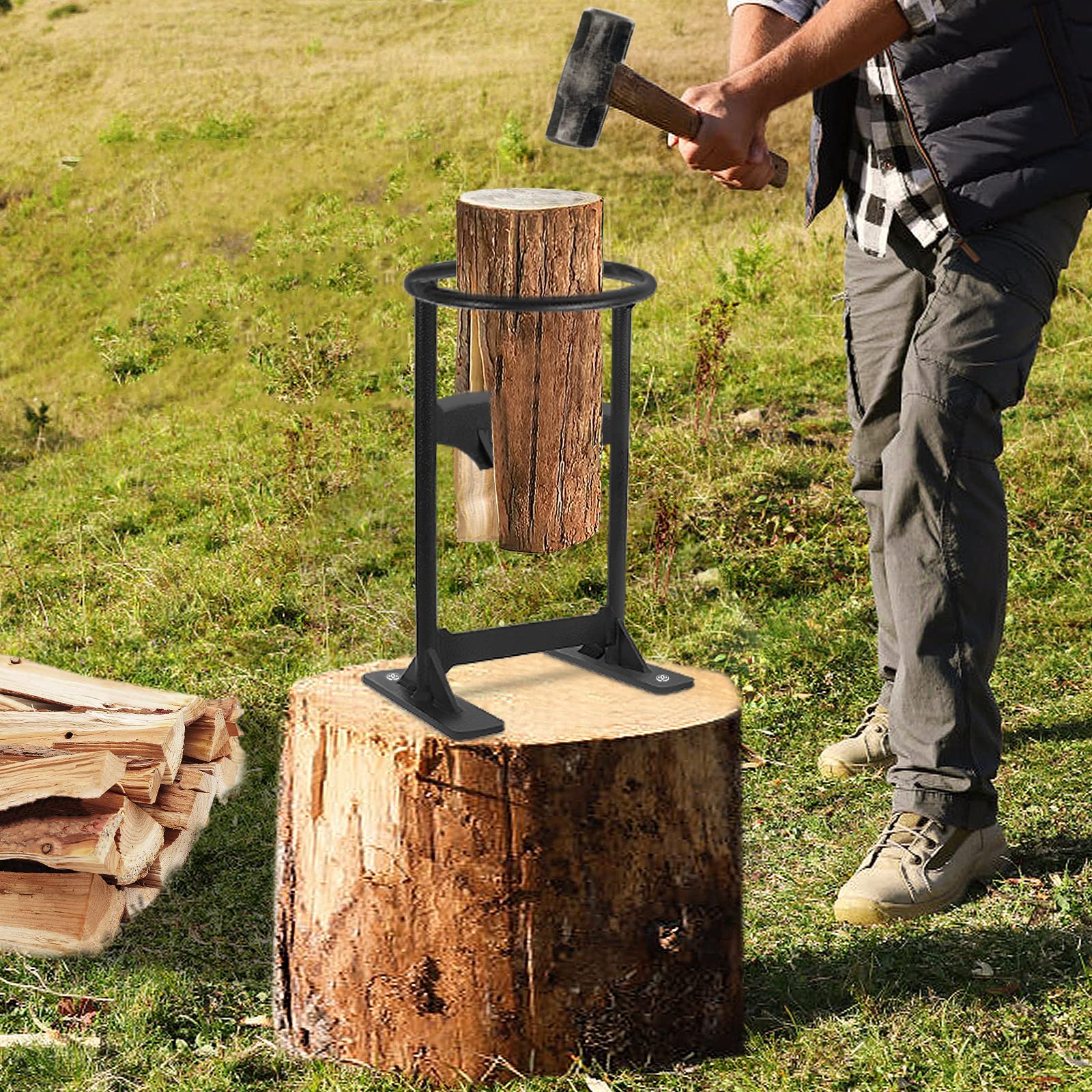 Fendeuse manuelle pour bois de chauffage en fonte, outil de fendage pour camping cheminée maison (type C)