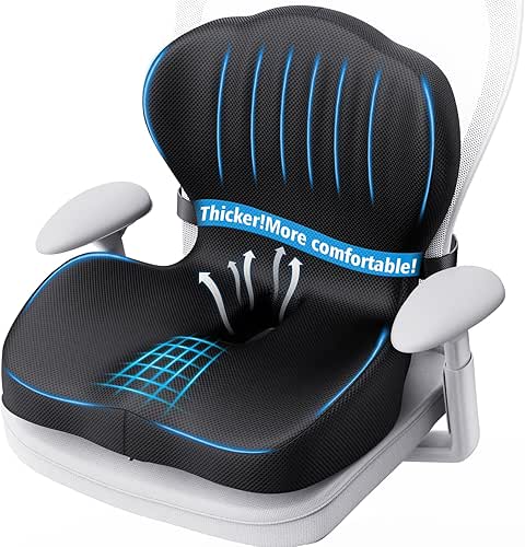 Benazcap Memory Foam Seat Cushion with Lumbar Support Pillow for