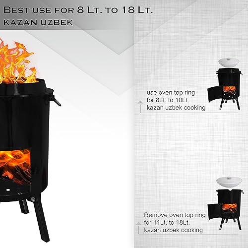 Miniatura 5 de Simond Store - Horno kazán uzbeko de fuego de madera para hacer Plov Pilaf Lagman Shorpa, diámetro de 14-16 pulgadas, horno Duch de caldero Qazan de