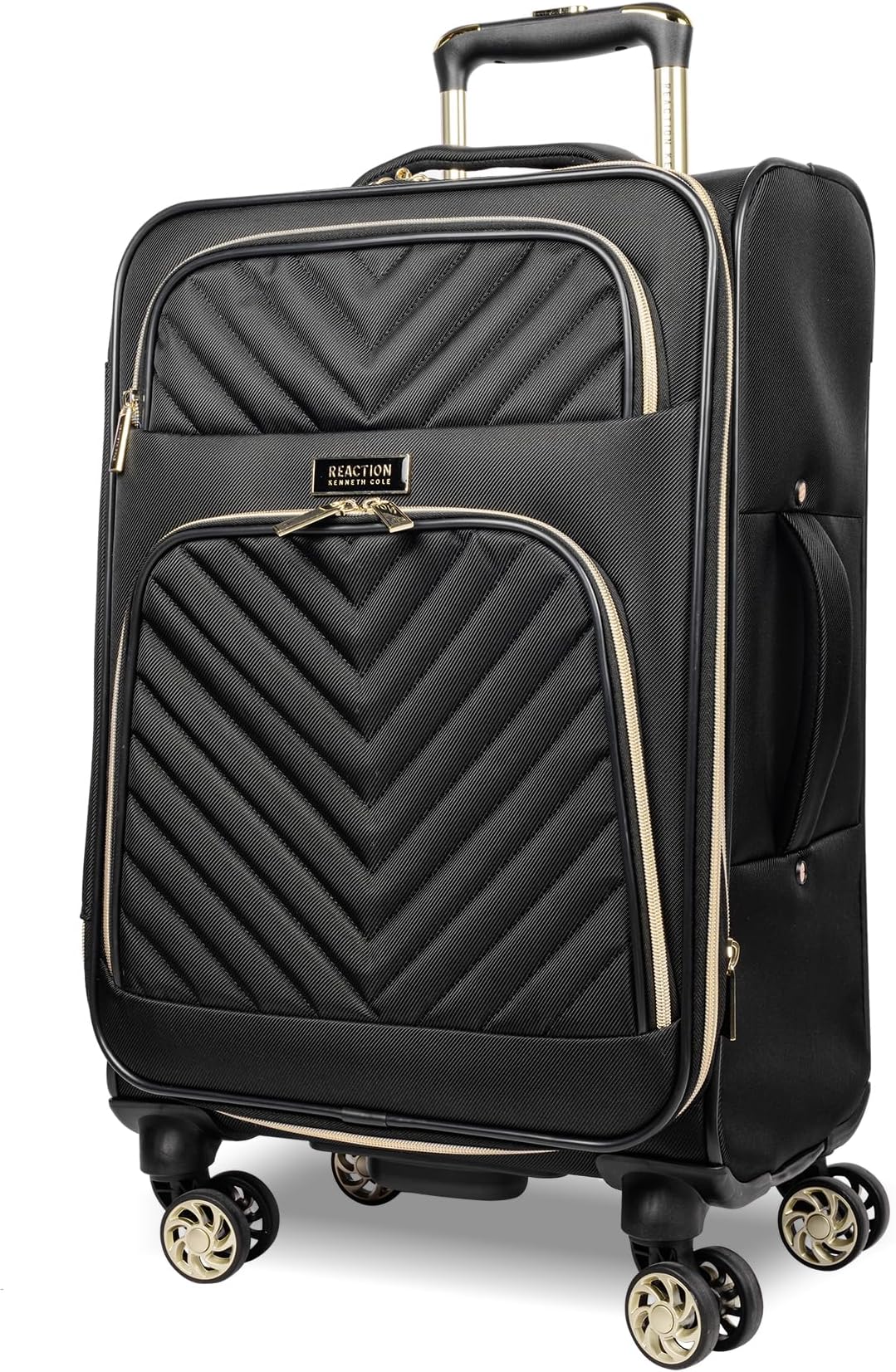Chelsea Chevron Quilted Luggage, Black, 20-Inch Carry On