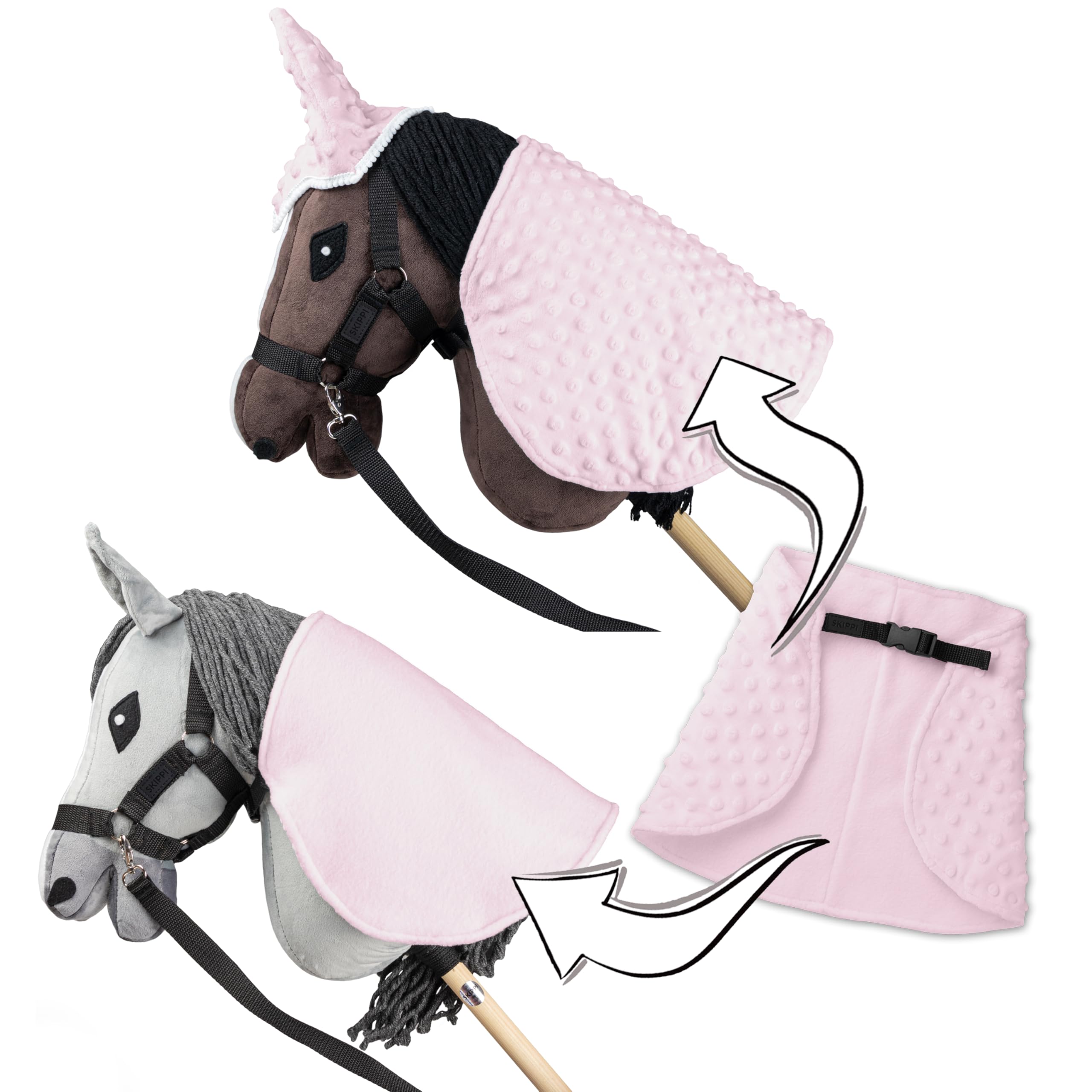 SKIPPI Derka i Nauszniki dla Hobby Horse - Różowa, Hobby Horse Akcesoria