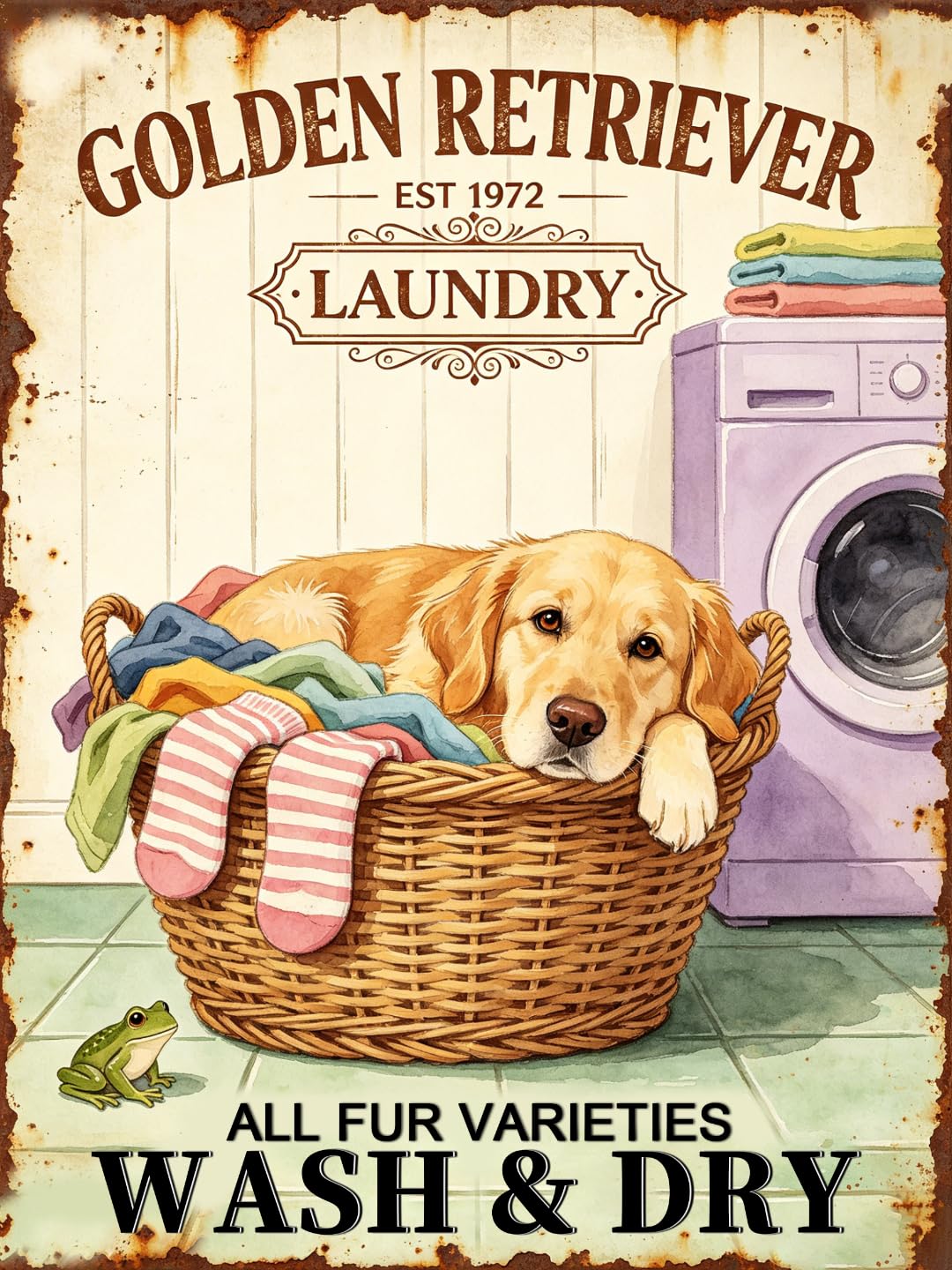 Vintage Golden Retriever Laundry Tin Sign 30x45cm