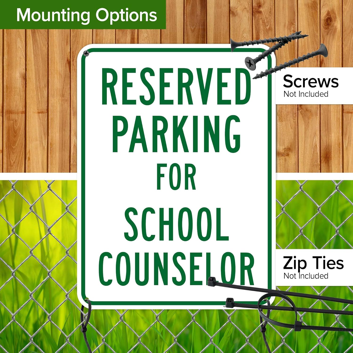 Reserved Parking For School Counselor Sign, 18x24 Inches, 55 mil thick HDPS (high density polystyrene), Made in USA by My Sign Center
