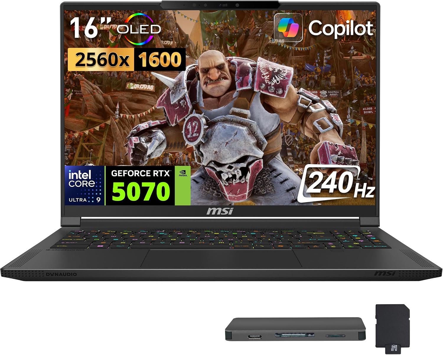 msi Stealth 16 AI 16" 240Hz QHD+ Gaming Laptop, Intel Core Ultra 9 285H, NVIDIA GeForce RTX 5070, 64GB DDR5, 3TB Storage(2TB SSD+1TB Docking Station), RGB Backlit Keyboard, Wi-Fi 7, Win 11 Pro, Black