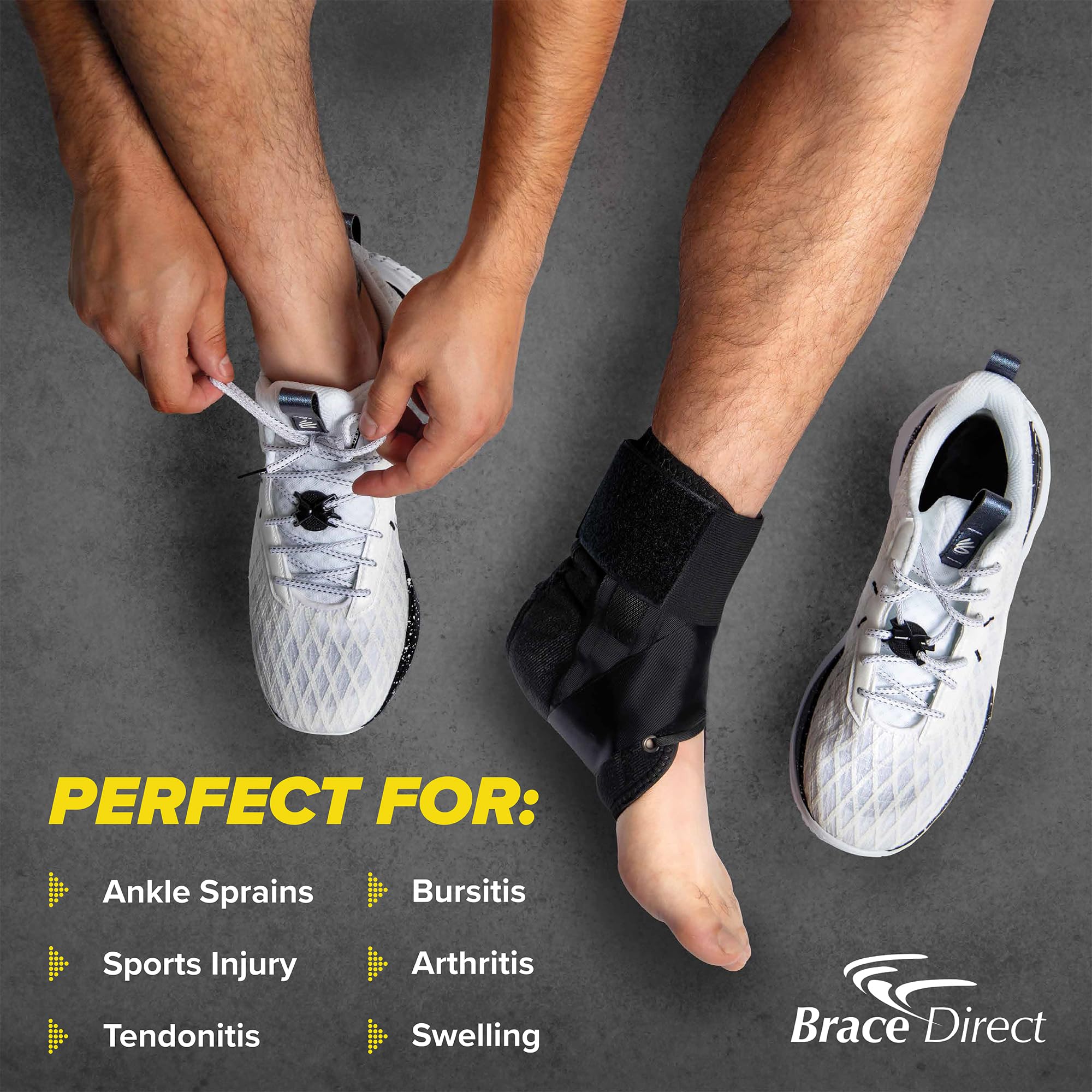 Ankle Brace For Men & Women - Support For Sprained Ankle, Achilles Tendonitis, Injury Recovery, Lace-Up Design For Sports (Medium, Left