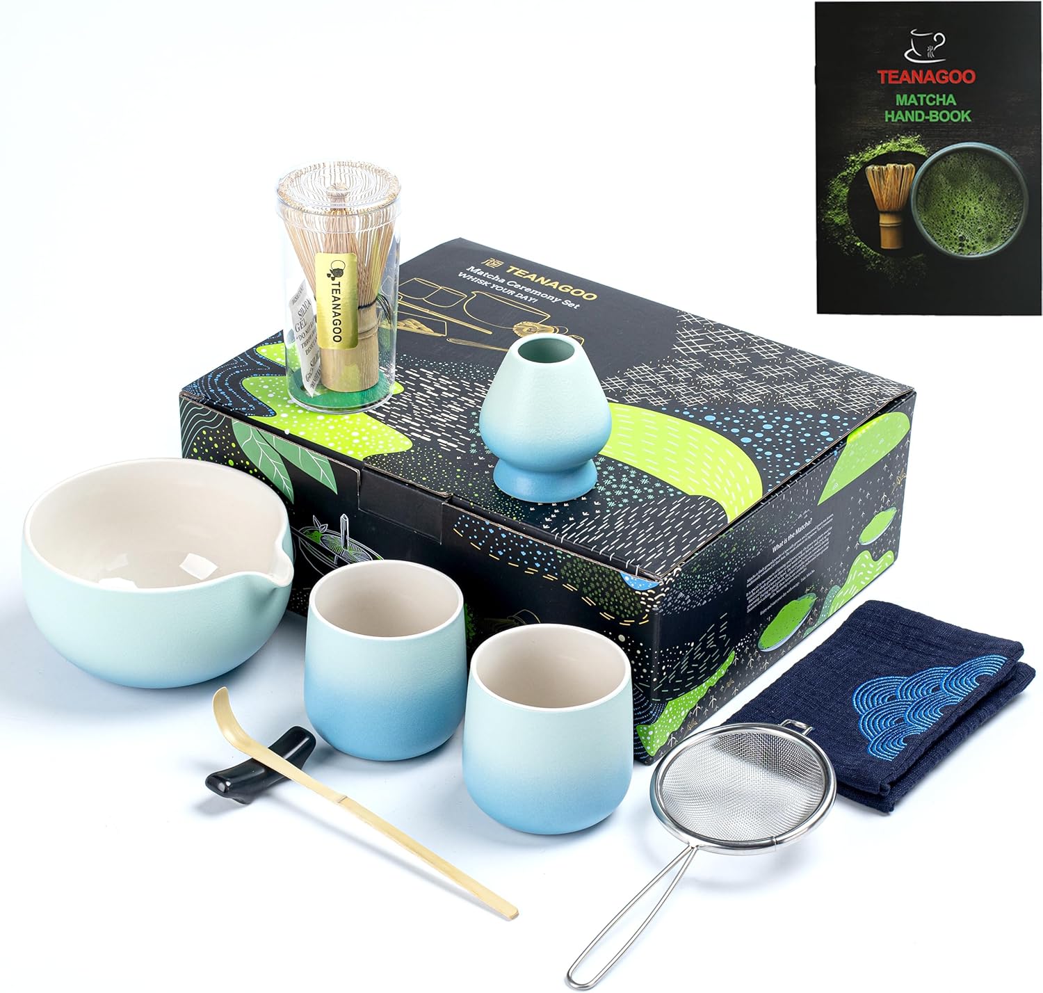 TEANAGOO Matcha Set Matcha Whisk Matcha Bowl with Pouring Spout Scoop Matcha Whisk