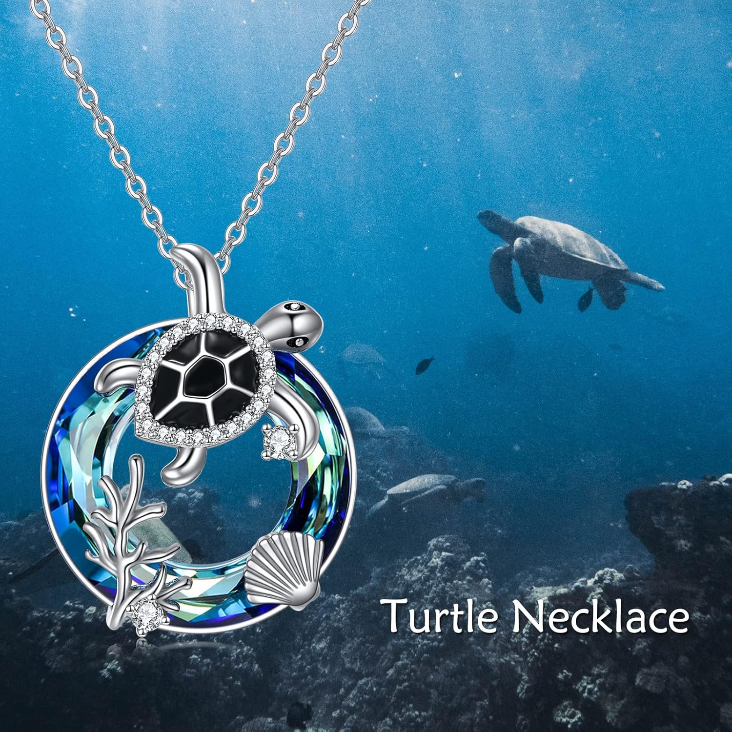 MONGAS Turtle Necklace Sterling Silver Created Crystal Pendant Cute Animal Necklace Sea Turtle Jewelry Gifts for Women - Image 6