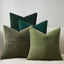 Topfinel Cushion Cover 40 x 40 cm Gradient Olive Green 4 Pieces Windmill Shape Corduroy Cushion Covers Sofa Cushion Cover Deco Cushion Cover for Sofa Bedroom Living Room