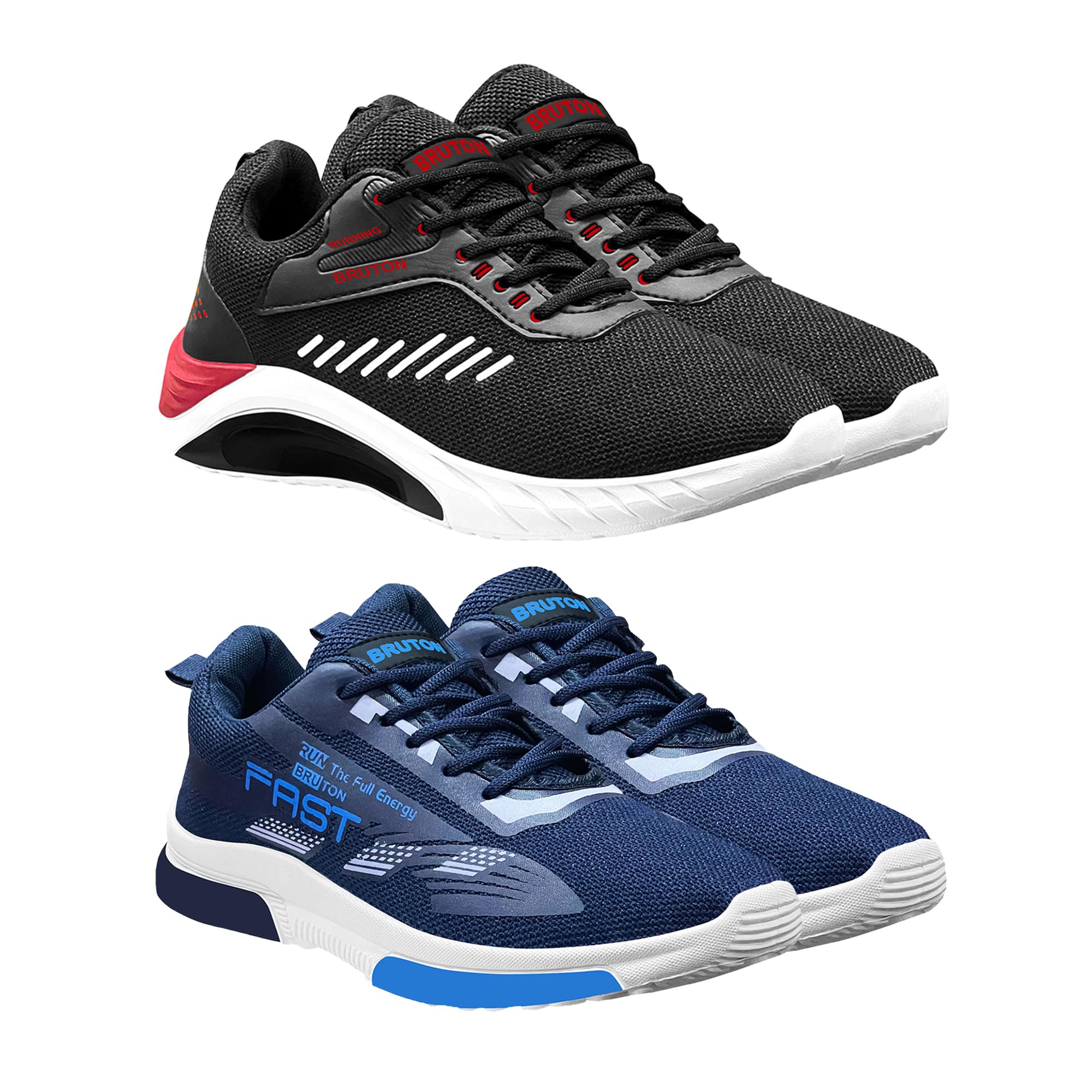 BRUTON Combo Pack of 2 Sport Running Shoes- Black & Blue : Size - 7 (B0CM9NDLHC) Amazon Price History, Amazon Price Tracker