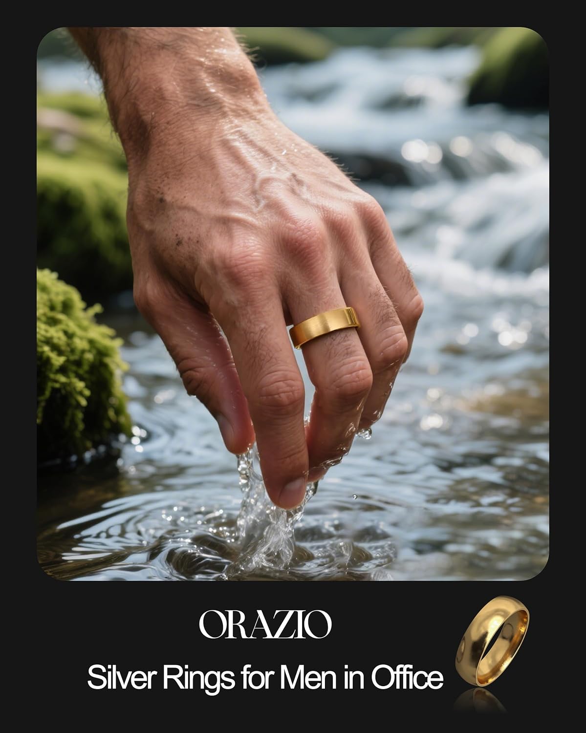 ORAZIO Stainless Steel Wedding Rings for Men Women 6mm 8mm Mens Wedding Band Sliver/Black/Gold Plated Brushed Matte Finish Surface High Polish Edge Mens Rings Engagement Promise Ring Comfort Fit 6-14 - Image 7