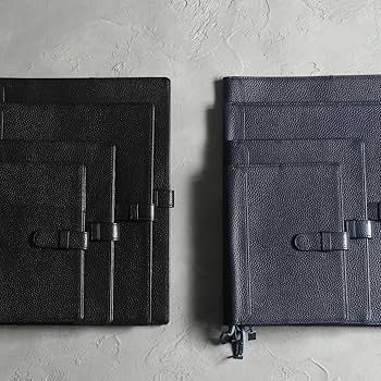 ノートスリーブ ブラック×ネイビー Amazon | [BLUE SINCERE] ノートカバー A5 本革 スリム 2冊収納