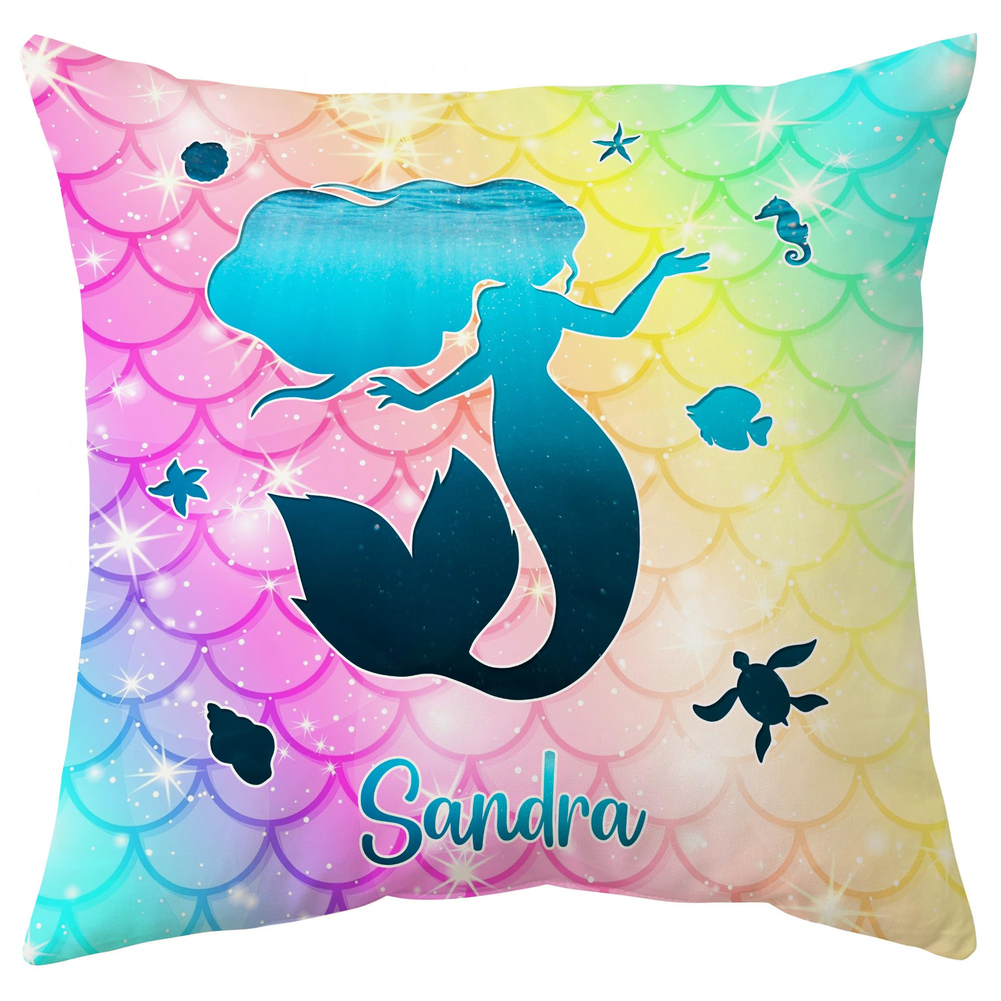 Hyturtle Personalized Mermaid Scale Throw Pillow (Insert Included) Gifts for Girls Women - Birthday Gifts for Mermaid Lovers - Mermaid Gifts - Custom