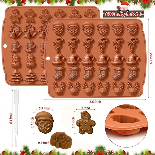 Miniatura 2 de Moldes de silicona para chocolate de Navidad, 2 moldes de silicona reutilizables para chocolate, molde de Navidad para hornear con patrones de alce