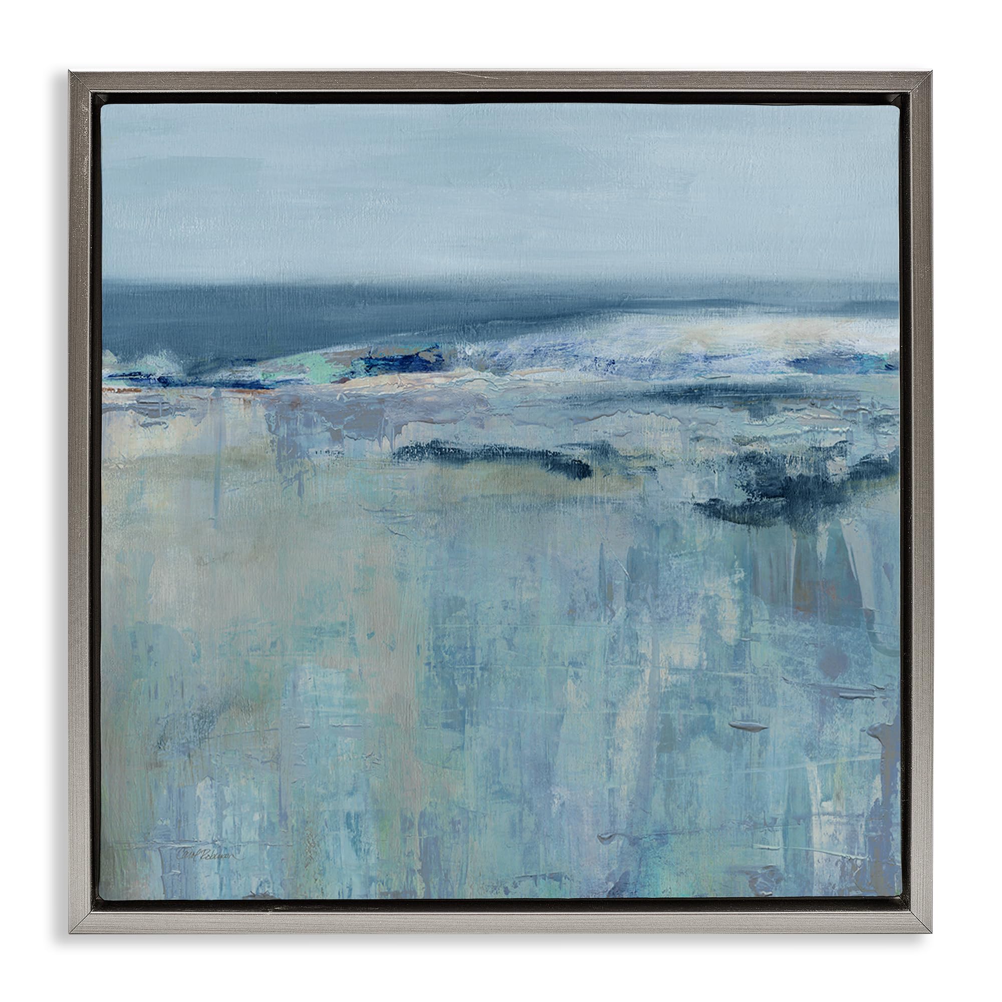 'Serene Abstract Pastel Seascape'| Floating Frame Canvas Art