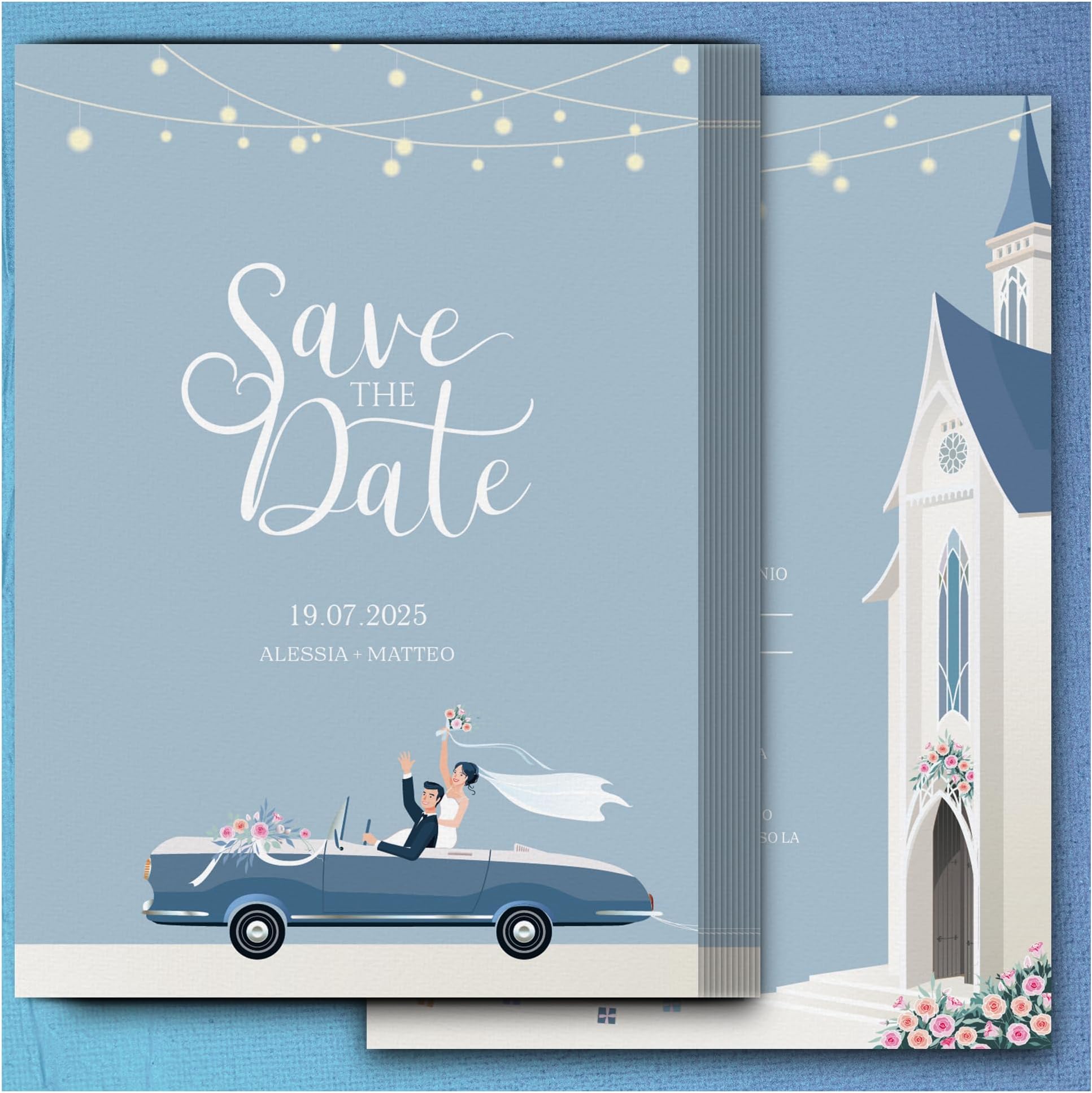 Set 20 Partecipazioni Matrimonio Personalizzate Art.065 - Inviti Nozze Con Buste E Biglietto Bomboniera