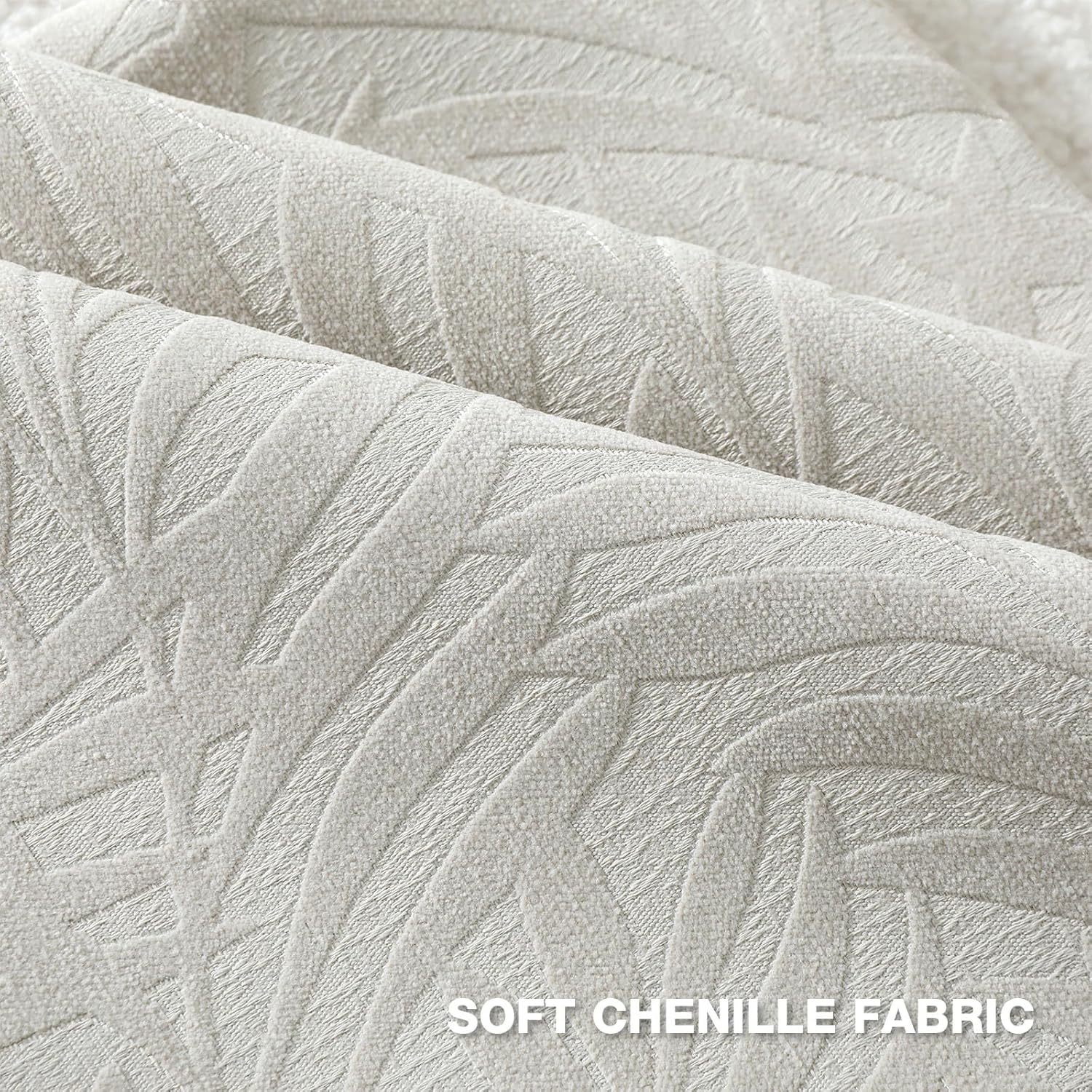 FUTEI Beige Decorative Throw Pillow Covers 18x18 Inch Set of 2,Soft Chenille Phoenix Tail Leaf Textured Cushion Case,Modern Home Decor for Couch Bed Living Room - Image 2