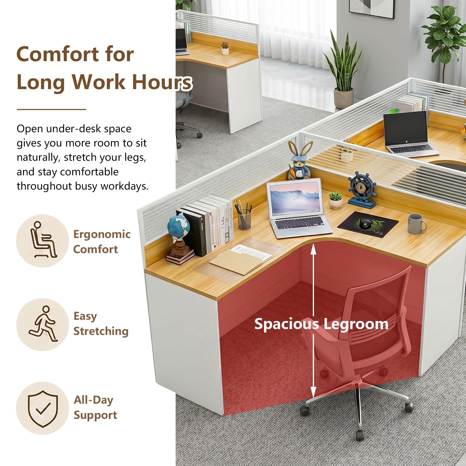 Scrivania Modulare Da Ufficio Con Pannelli Divisori, Scrivania a L Con Passacavi, Postazione Di Lavoro per 1–6 Persone, Call Center E Coworking