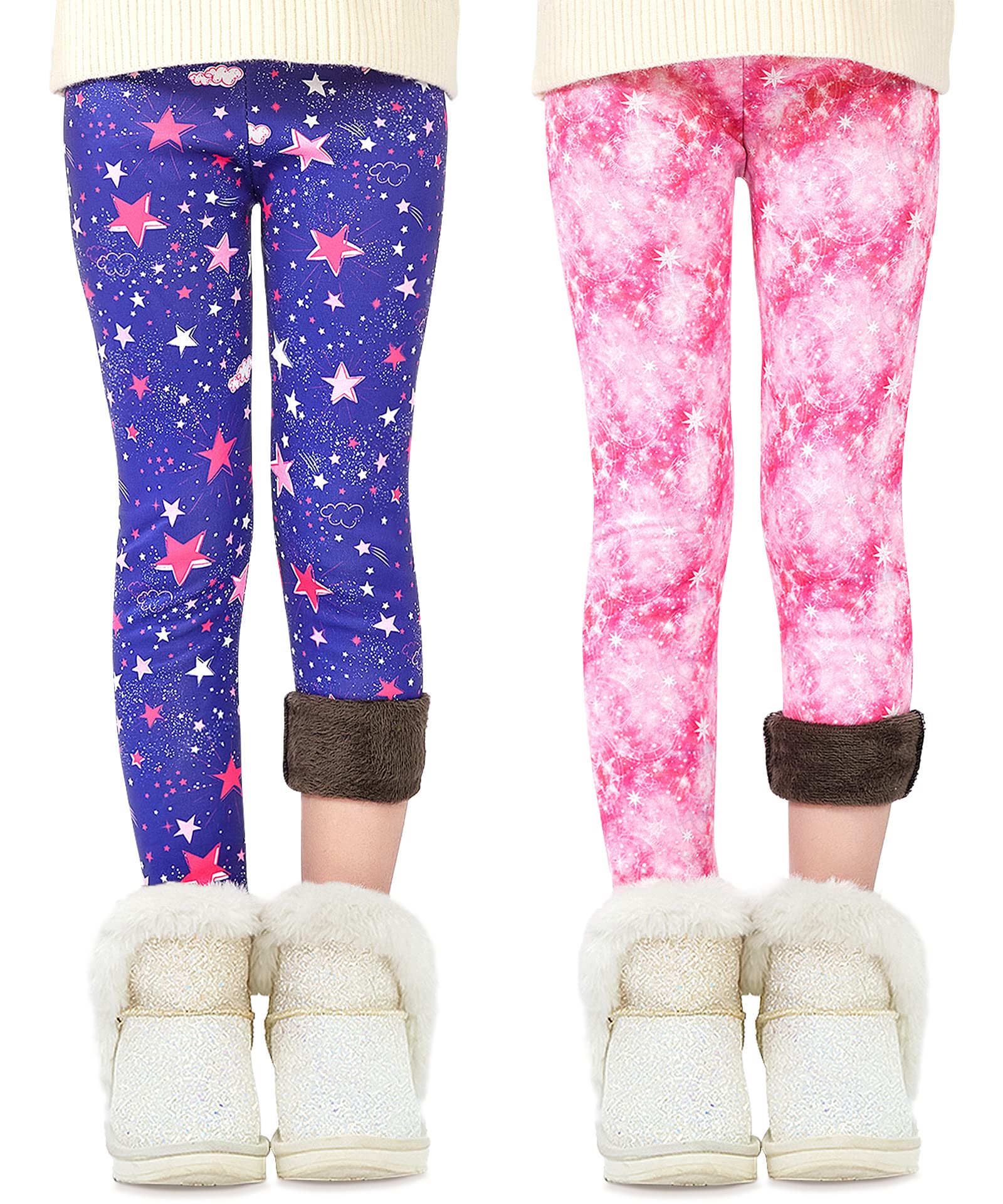Adorel Leggings Felpati Invernali Pantaloni Termici Bambina 2 Pack