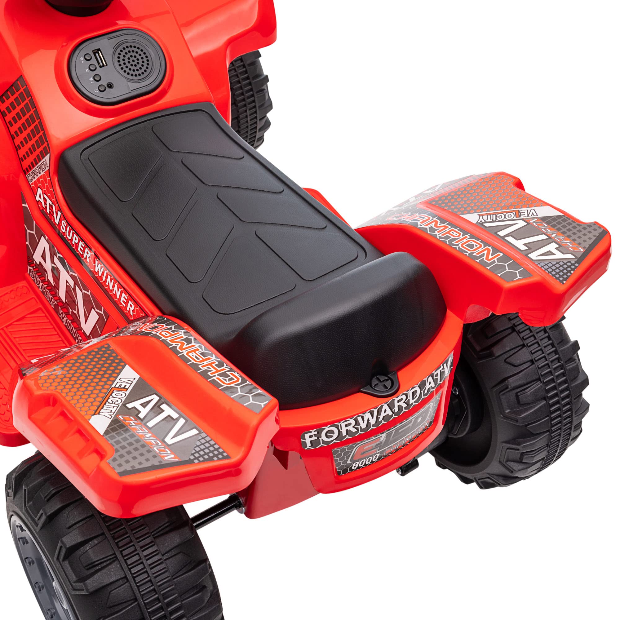 HOMCOM Quad Elettrico per Bambini con Batteria Ricaricabile 6V, Pulsante Acceleratore, Età 18-36 Mesi, 70x42x45cm, Rosso
