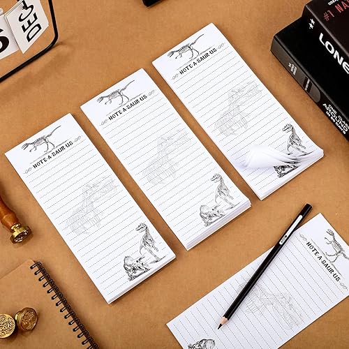 Miniatura 7 de Gersoniel Bloc de notas magnético de dinosaurio para refrigerador, paquete de 4 200 hojas para listas de compras y tareas, refrigerador,