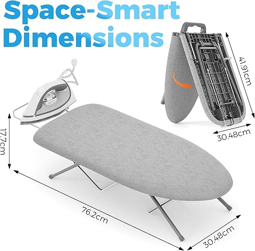 Miniatura 4 de KINGBOARD Tabletop Ironing Board, Small Ironing Boards with Iron Rest, Folding Iron Board, Extra Thick Cover, Portable Tabletop Ironing Board with
