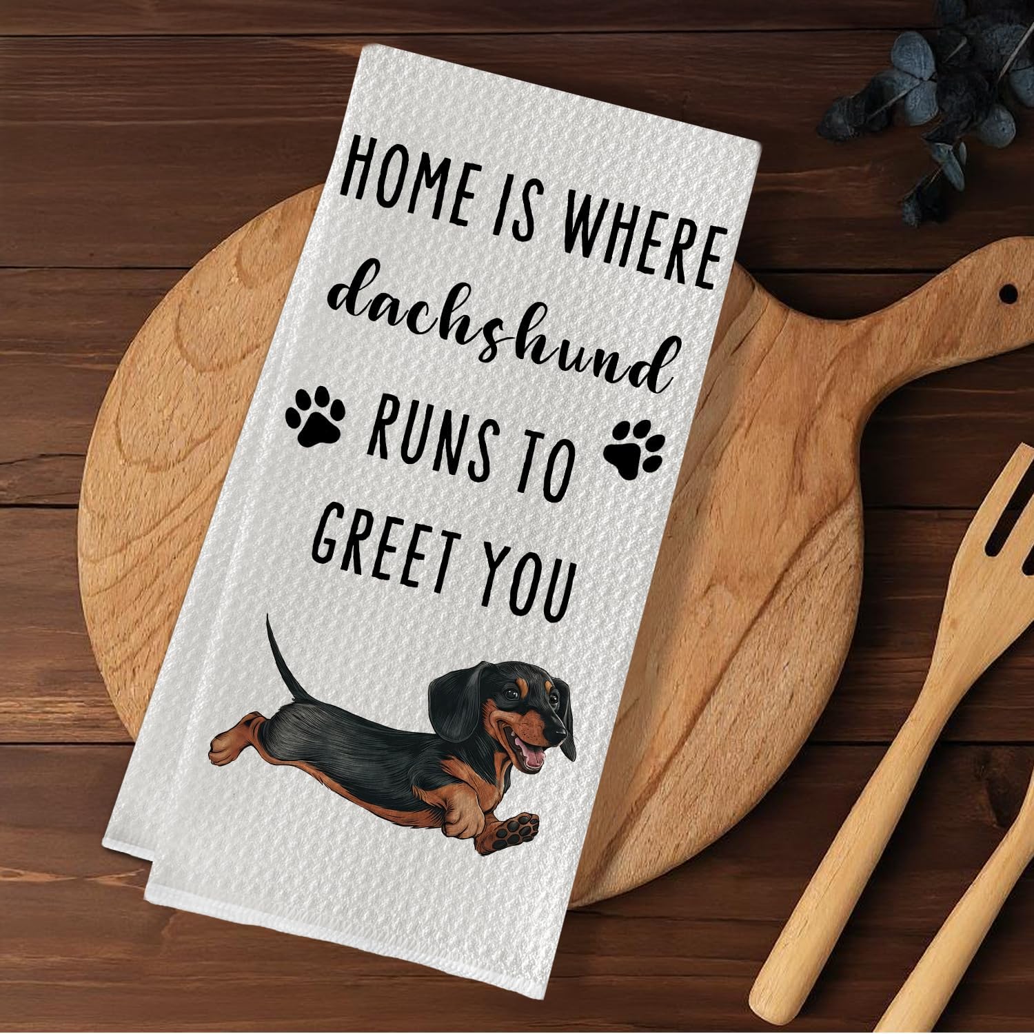 Funny Dachshund Kitchen Towels,Dachshund Gifts for Badger Sausage Dog Lover Mom Women,Wiener Dog Welcome Decorations for Kitchen Bathroom Home,16X24 Inches image 2