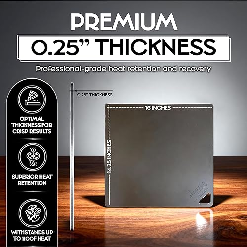Miniatura 4 de Acero para pizza para horno (16 x 14.25 pulgadas) Acero para hornear pre-sazonado para pan, pizza, masa madre y más Corteza de calidad premium en