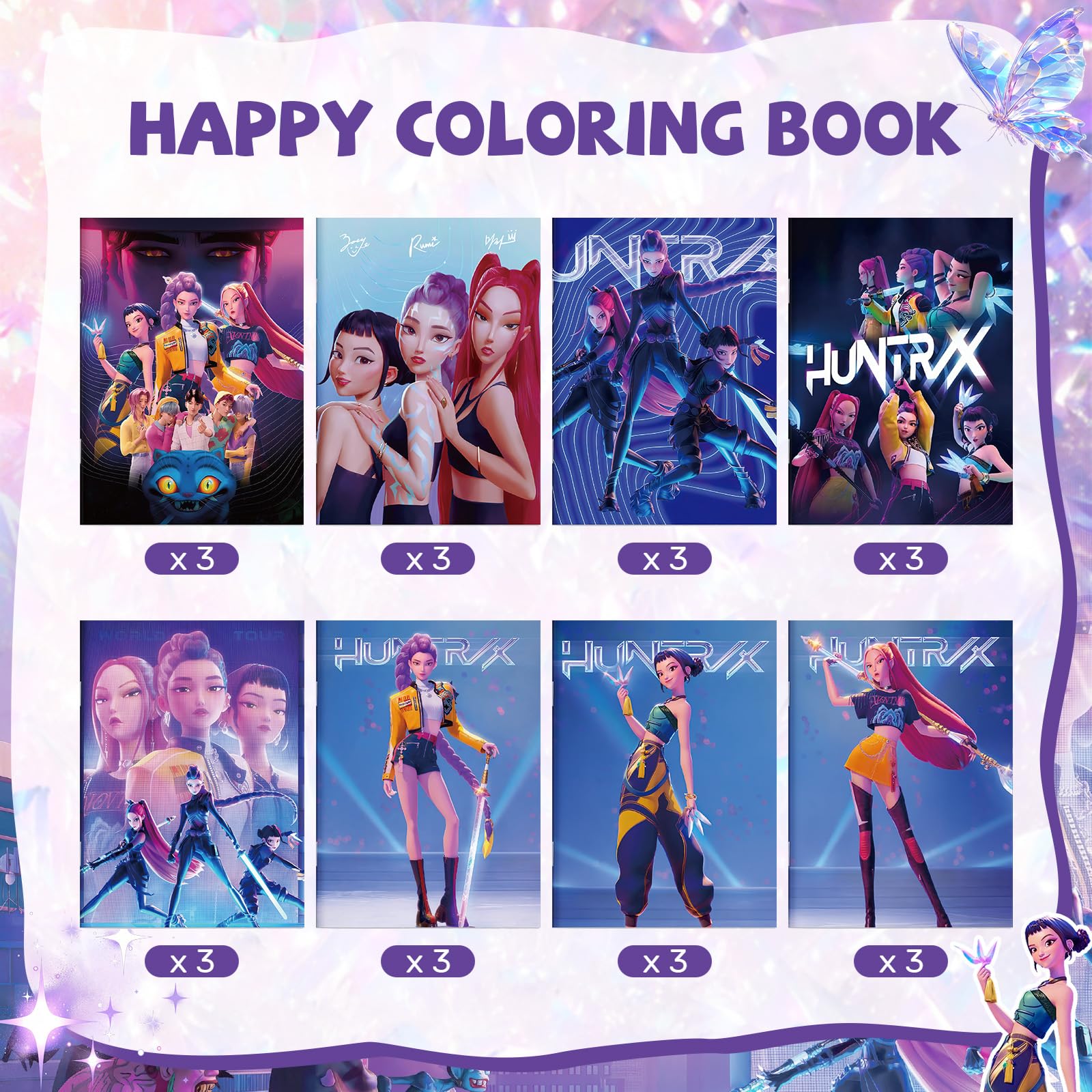 Demon Hunters Birthday Party Supplies, 24PCS Coloring Books for Kpop Birthday Party Gifts, Goodie Bag Stuffers, Classroom Rewards, Decorations, 8 Styles - 4