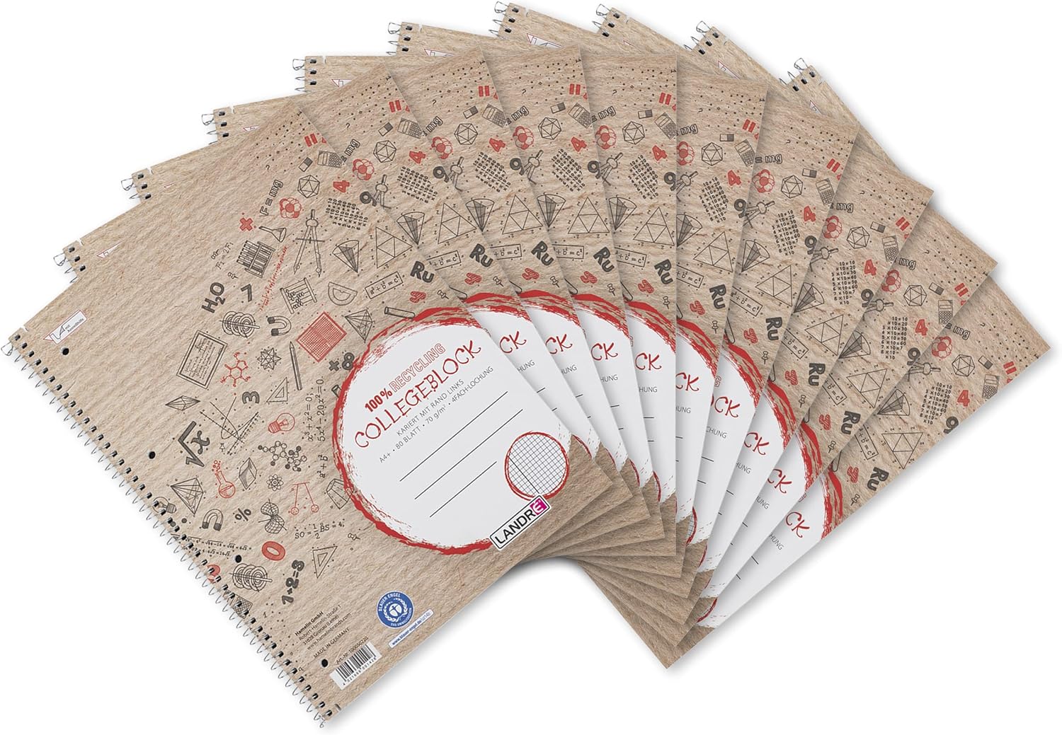 Landre A4 Recycled College Notebook 80 Sheets (Pack of 10)