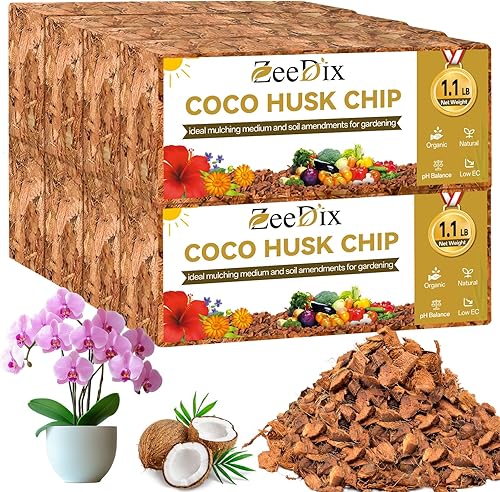 ZeeDix 8 chips de fibra de coco de 8.8 libras, medio de cultivo de ladrillos de coco para plantas, baja EC, pH equilibrado, sustrato de cáscara de