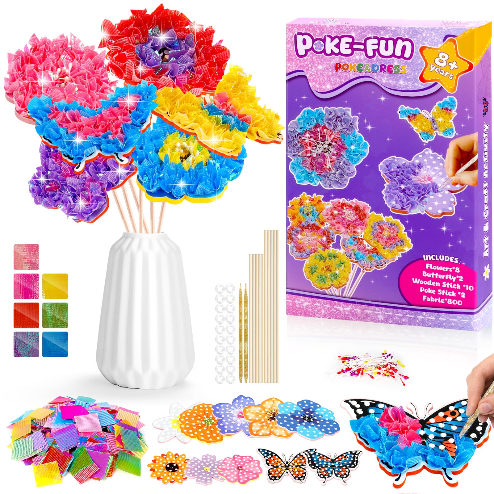 Cyiecw Blumen-Bastelset Für Kinder Ab 3 Jahren – Kreatives DIY Mit Stoffblumen & Zubehör!
