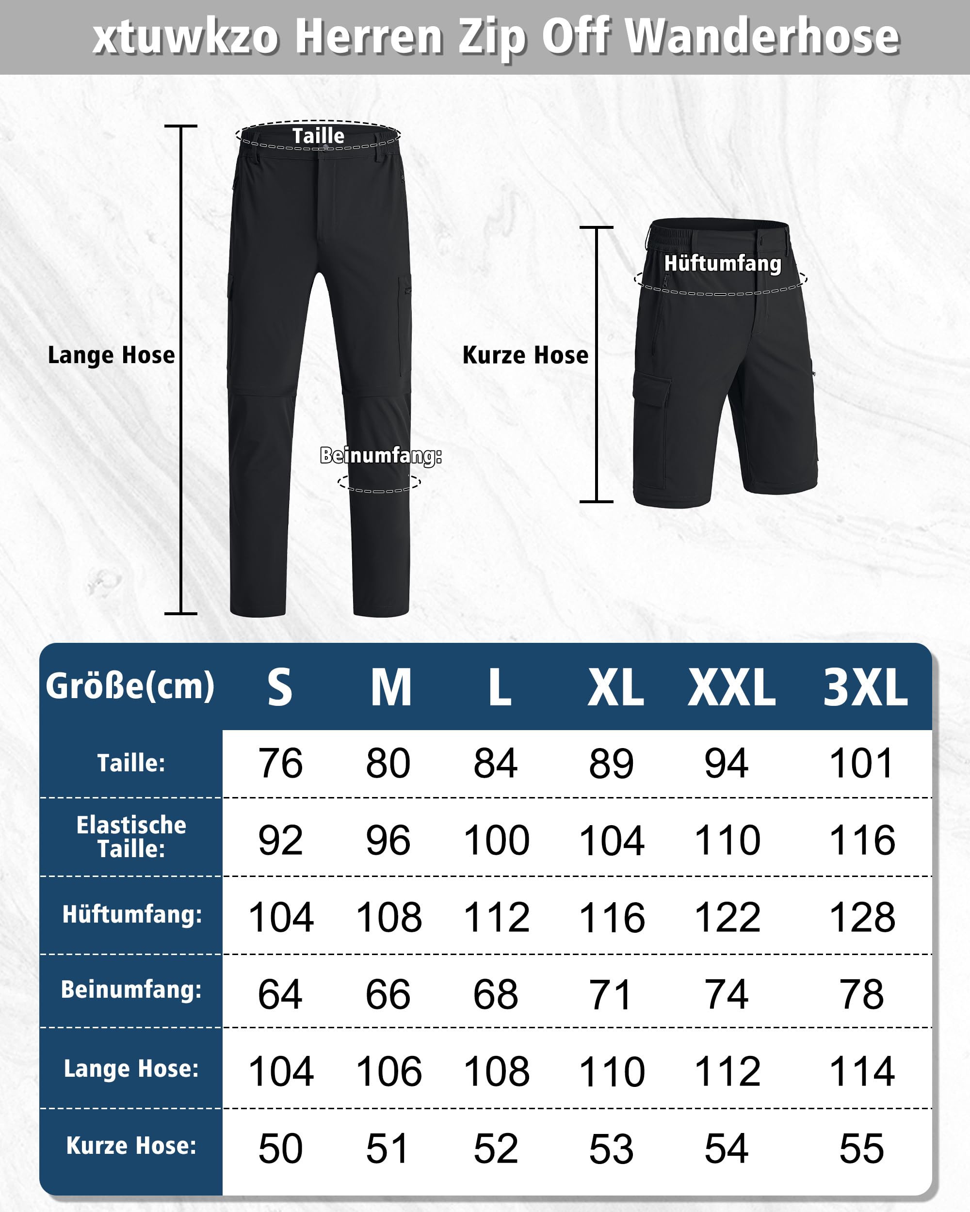 Pantaloni da Trekking Uomo Zip off Pantaloni da Lavoro Leggeri e Rimovibili Pants Trekking Corti e Impermeabili Uomo Asciugatura Rapida Tasche Multiple