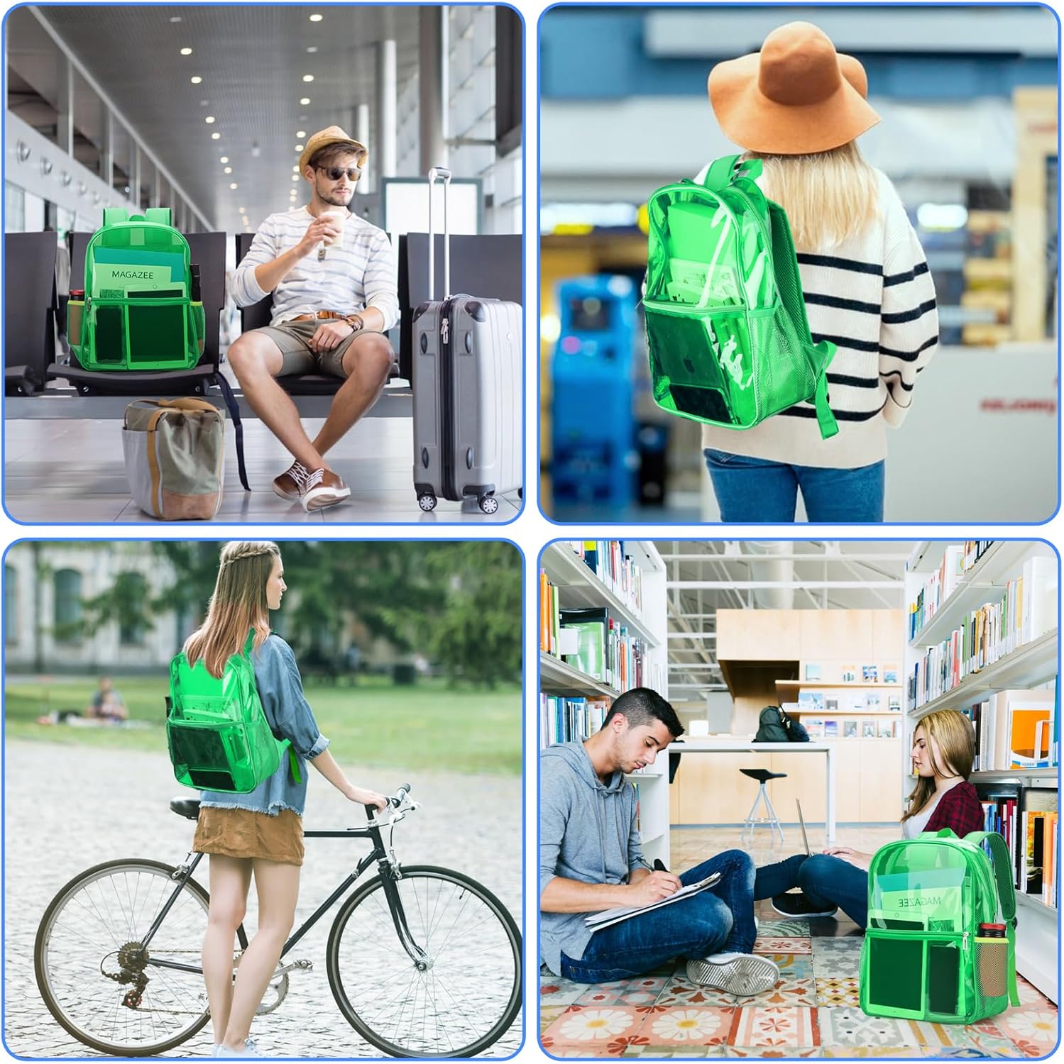 Clear Backpack Heavy Duty TPU Transparent Backpack for Sports,Work,Security Travel.(Green) - Image 6