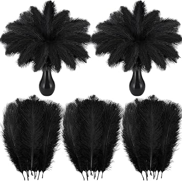 Crowye 100 Pcs Ostrich Feathers Bulk for Centerpieces Craft Ostrich Feathers for Masquerade Vase Wedding Party Home Costume Decorations 6-8 Inch,Black
