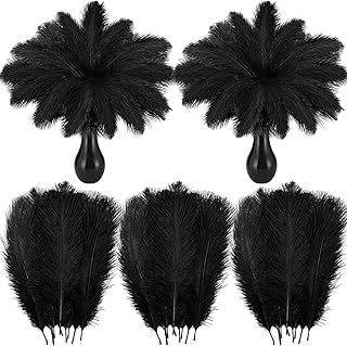 Crowye 100 Pcs Ostrich Feathers Bulk for Centerpieces Craft Ostrich Feathers for Vase Wedding Masquerade Party Home Costume Decorations (8-10 Inch,Black)