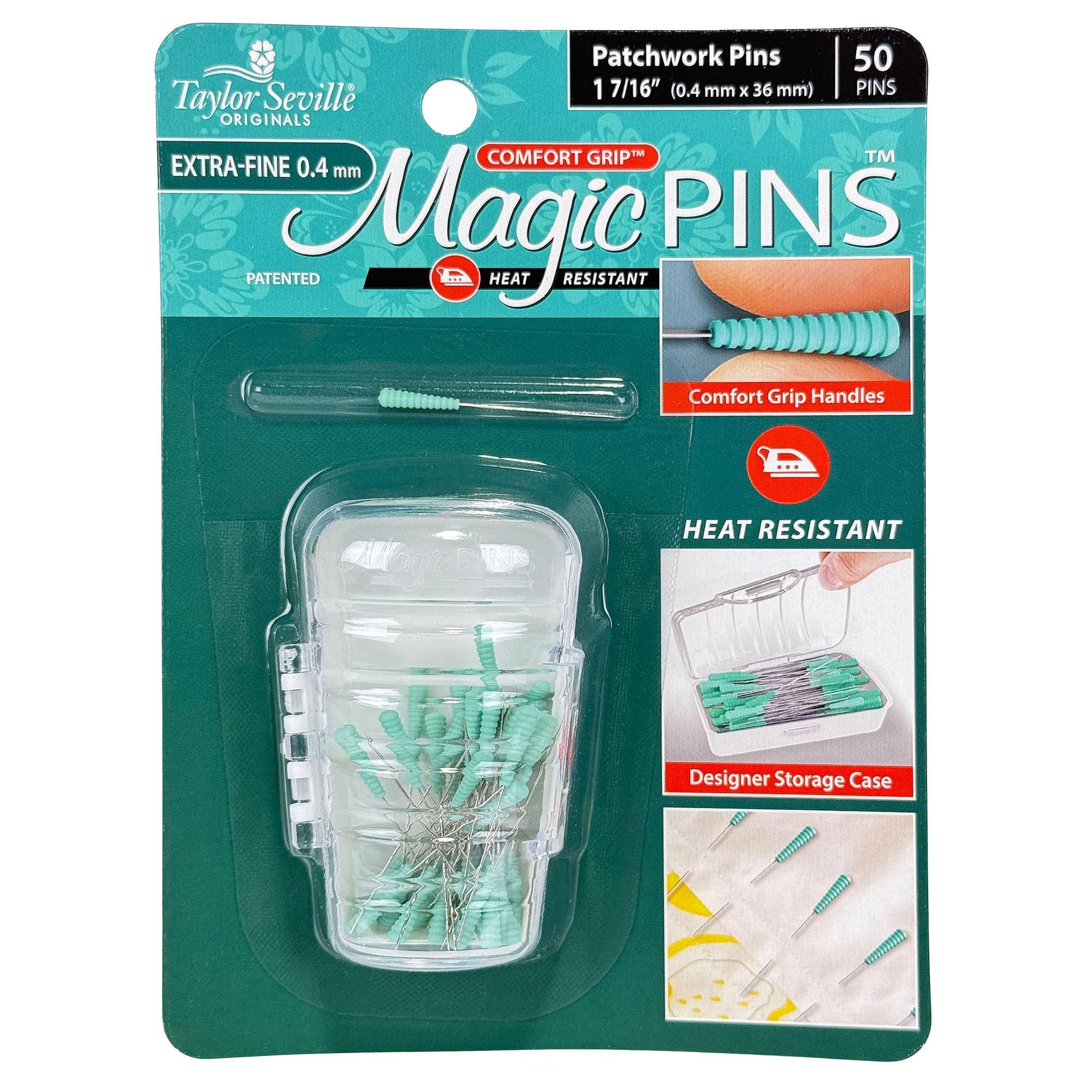 Taylor Seville Magic Pins - Patchwork Extra Fine-Green 50/Pkg