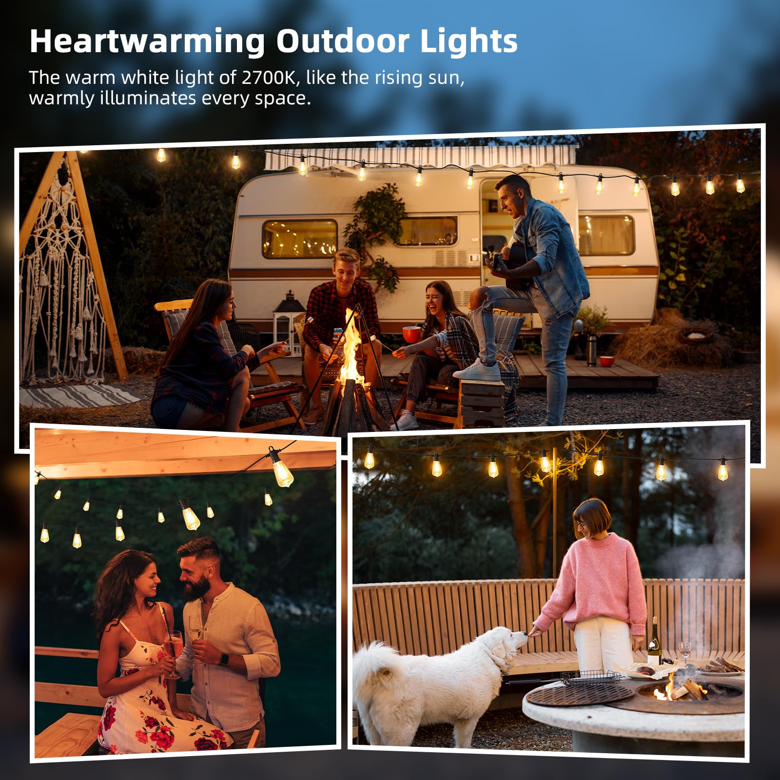 Guirnalda de Luces para Exterior 15M×2-30M FOOMAN Serie de Luces LED Vintage con ST38 50+4 Bombillas, Cadena de Luces Conectable IP65 Impermeable para Jardin Fiesta Patio Boda